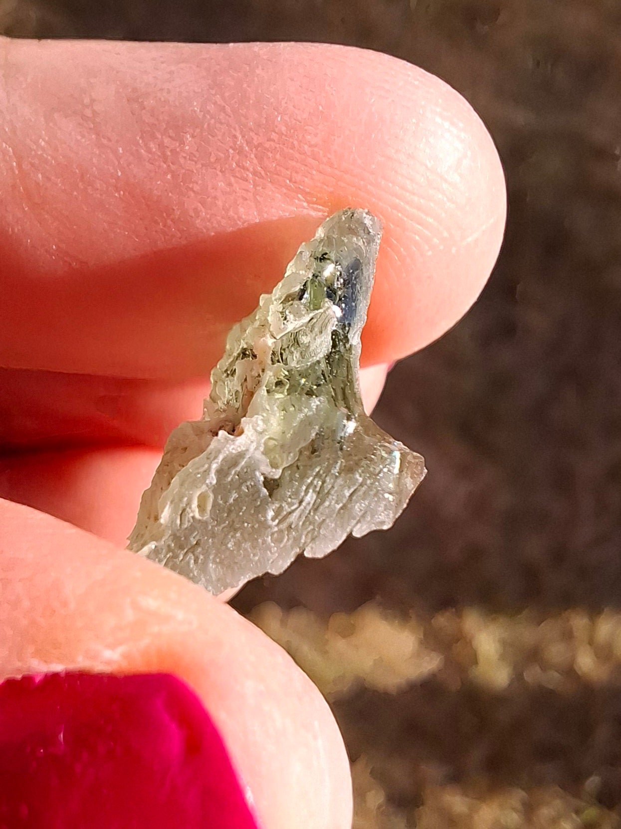 Moldavite Piece, SNOWFLAKE, FROSTED, BRUSNA, 0.92g, Tektite (Ref: 1499)