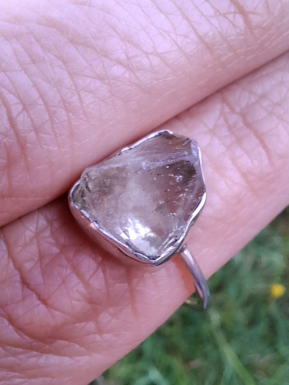 Libyan Desert Glass Ring, size small S, 925 Silver, Tektite (Ref: LR44)