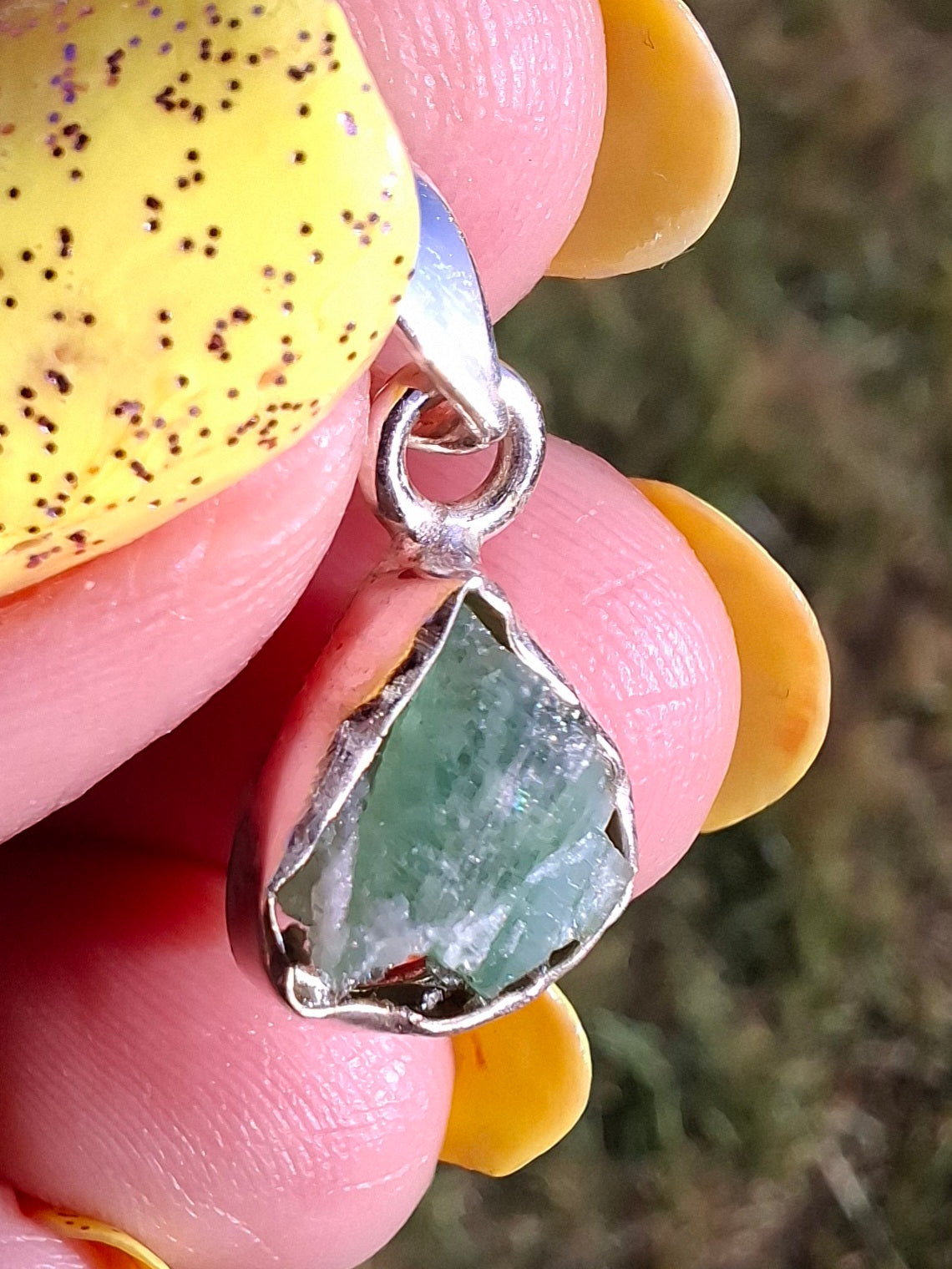 Green Tourmaline Pendant, 925 Silver, Crystal (Ref: GT7)