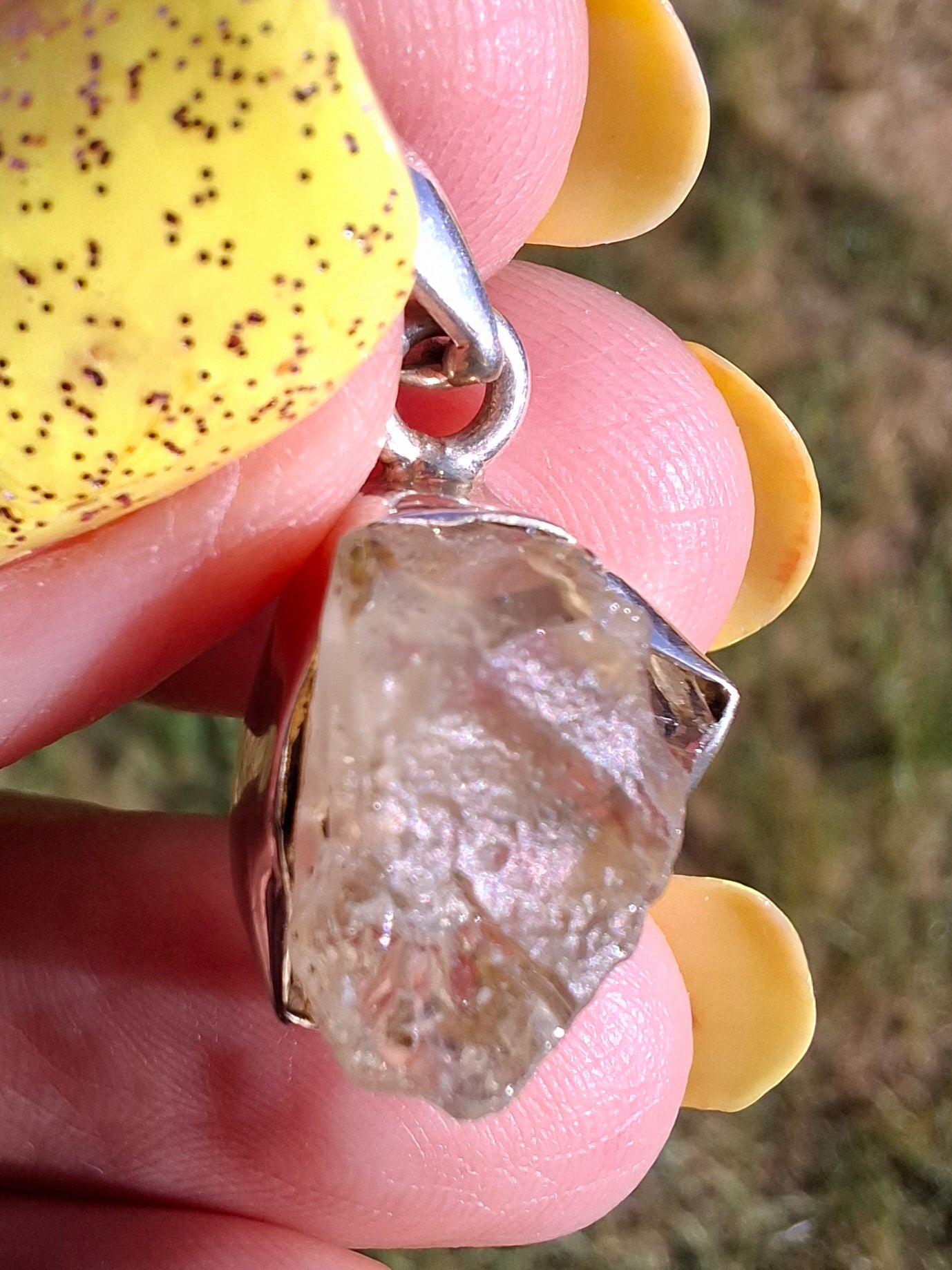 Libyan Desert Glass Pendant, 925 Silver, Tektite (Ref: LP107)