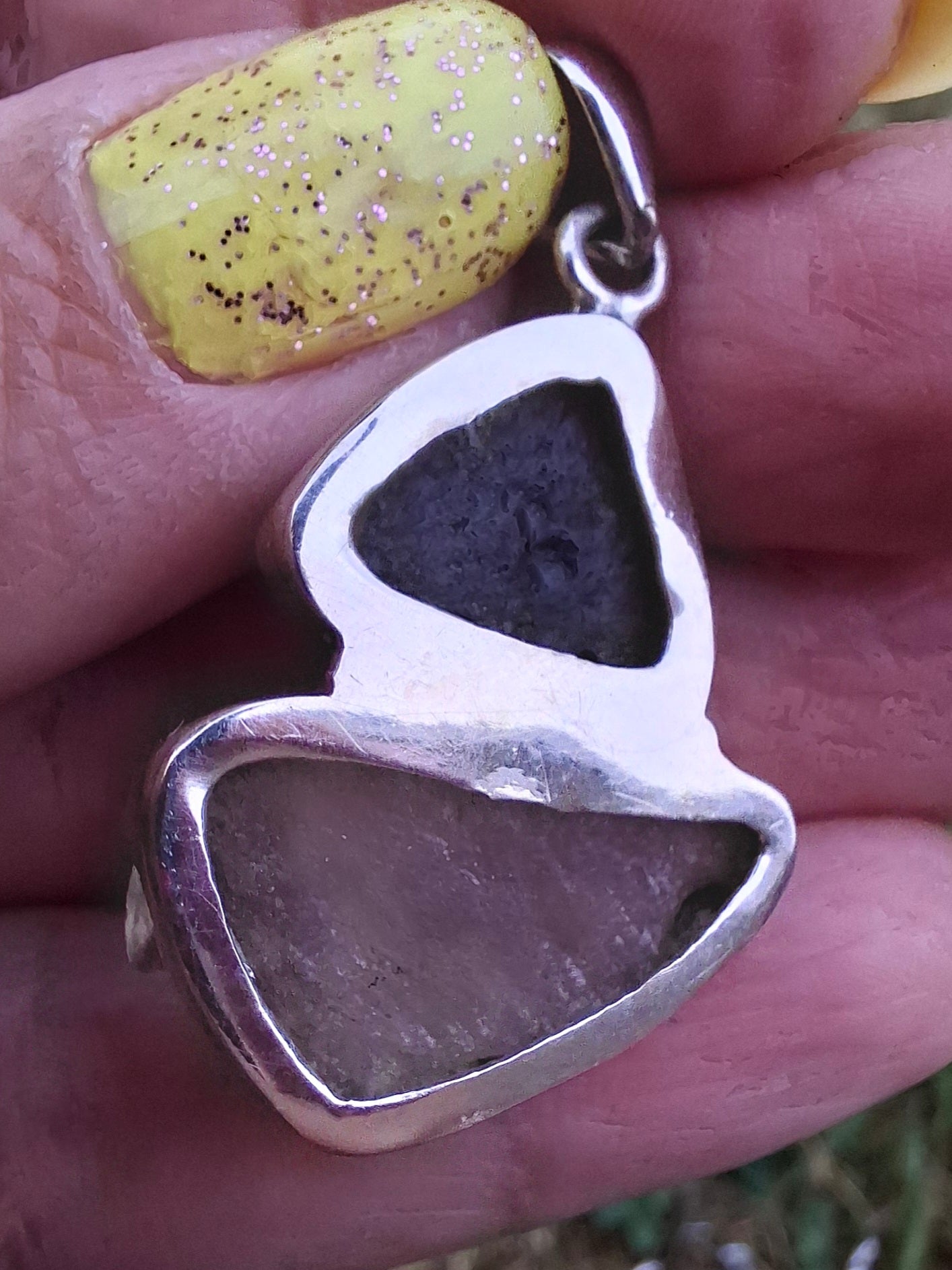 Moldavite & Libyan Desert Glass Pendant, 925 Silver, Tektite (Ref: MLP18)