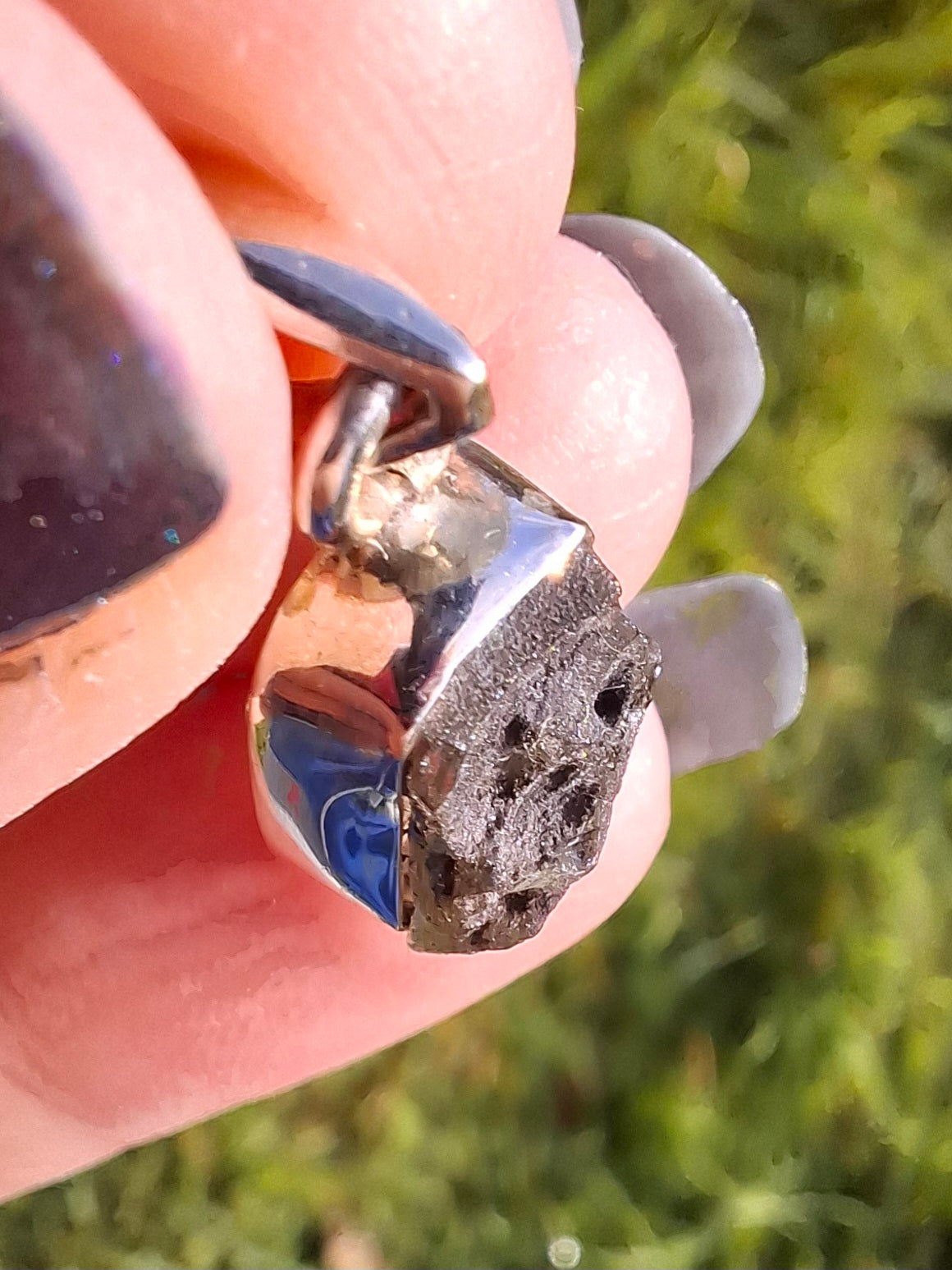 Moldavite Pendant, 925 silver, Tektite (Ref: P4)