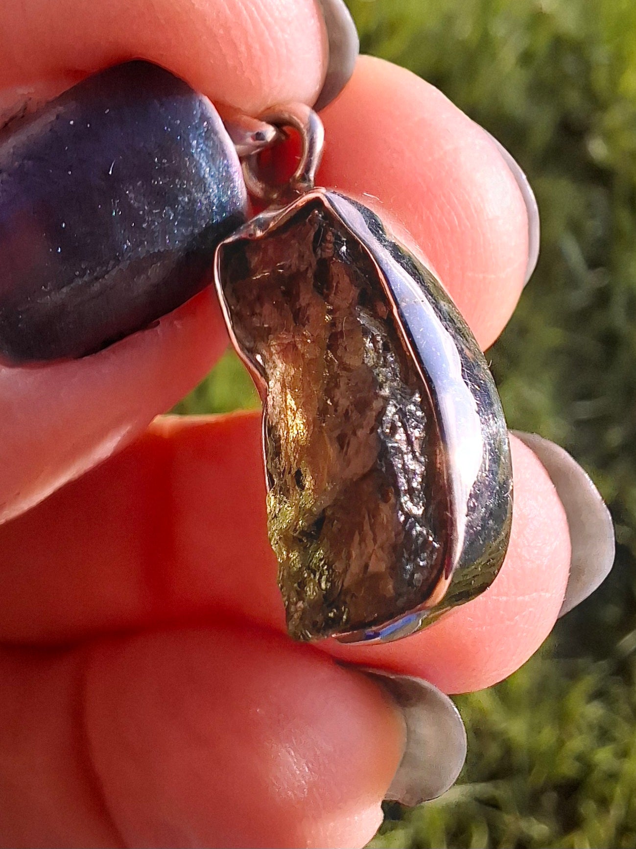 Moldavite Pendant, 925 Silver, Tektite (Ref: P16)