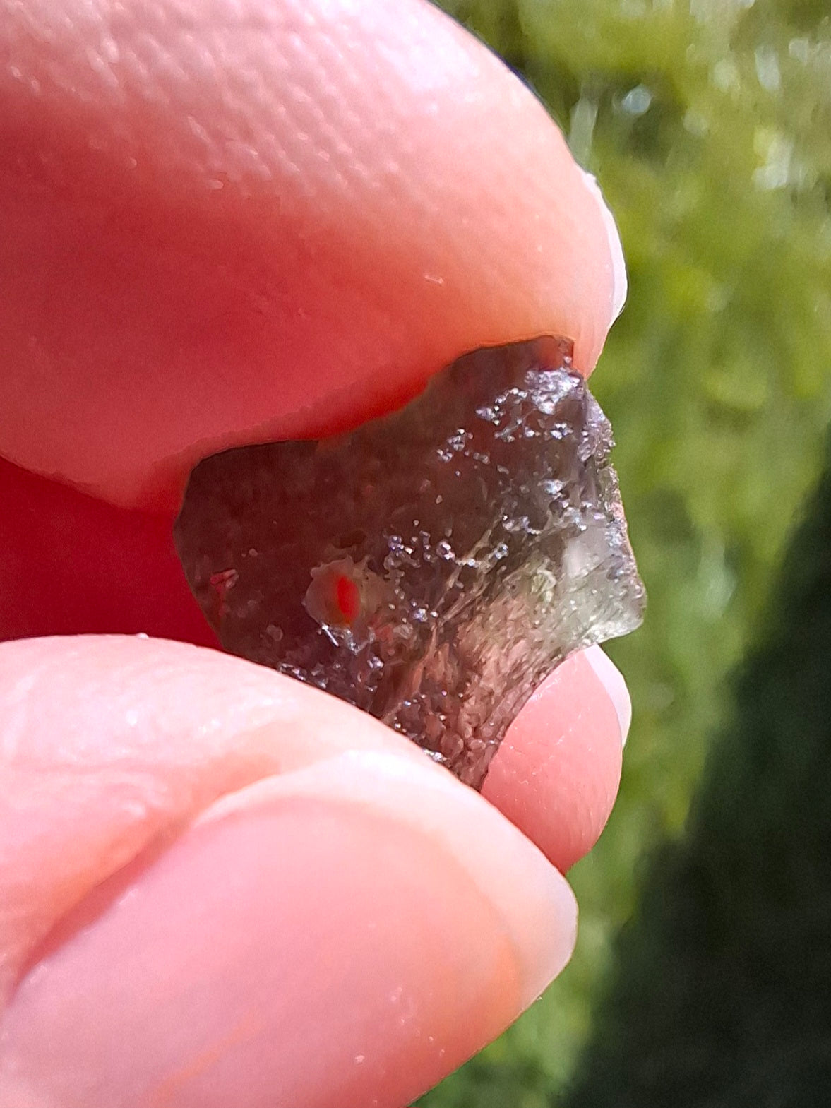 DRILLED, Moldavite Piece, 0.67g, Tektite (Ref: D21)