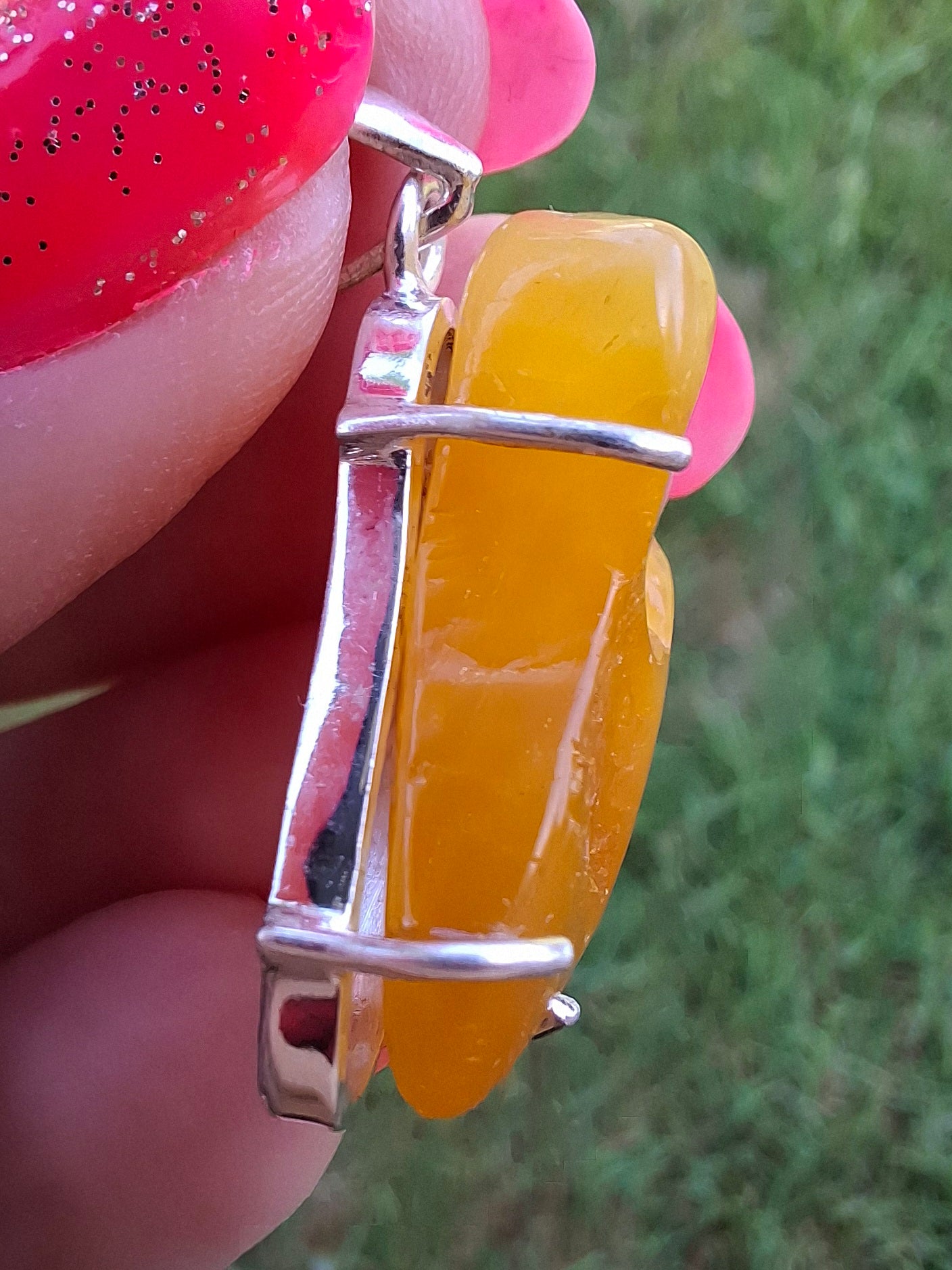 Baltic Amber Pendant, 925 Silver, Fossil (Ref: AP7)