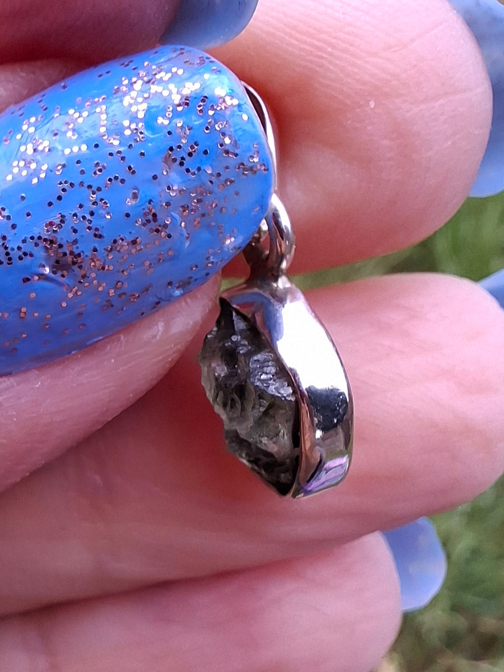 Moldavite Pendant, 925 Silver, Tektite (Ref: P72)