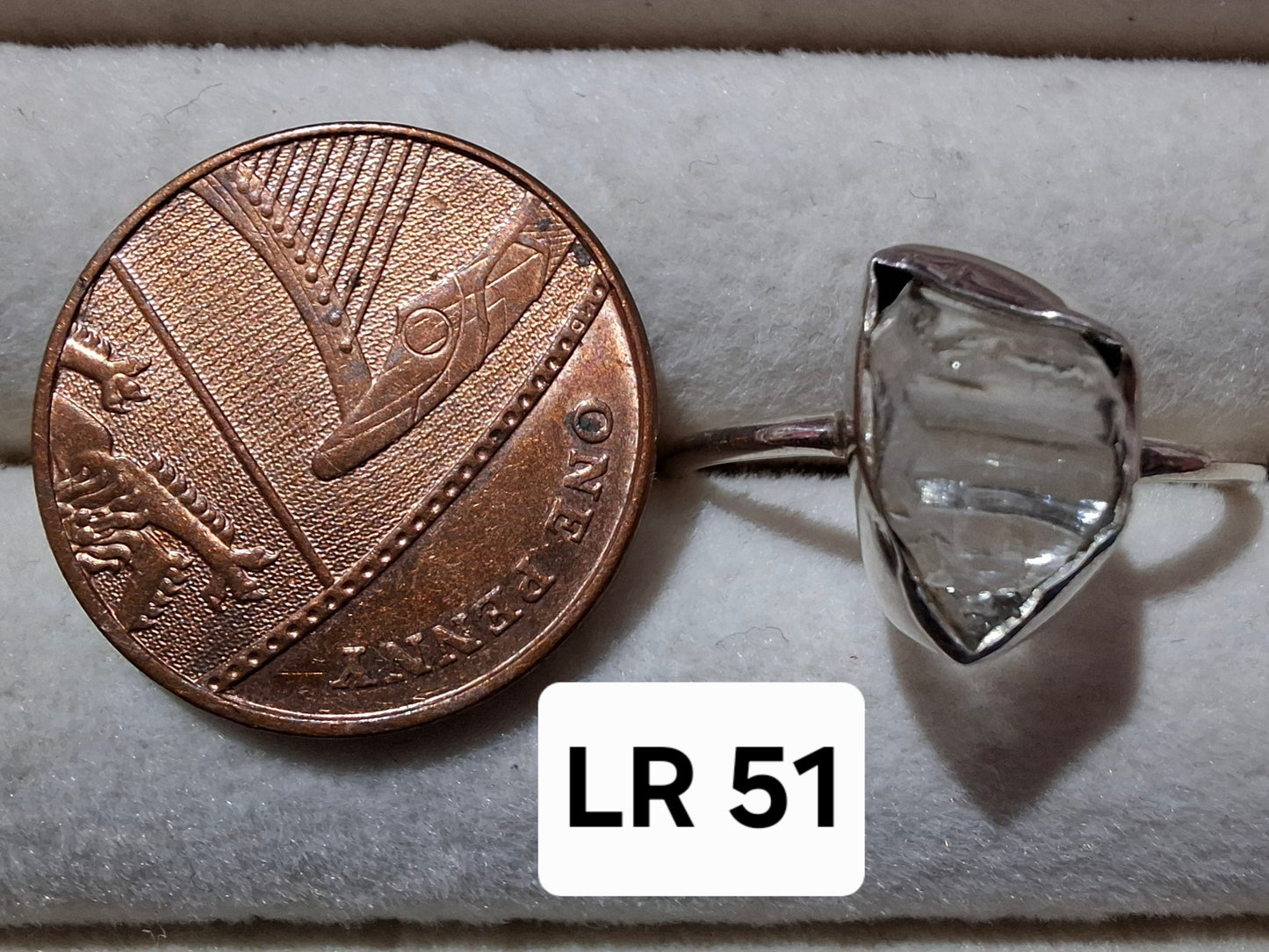 Libyan Desert Glass Ring, size large T/small U, 925 Silver, Tektite (Ref: LR51)
