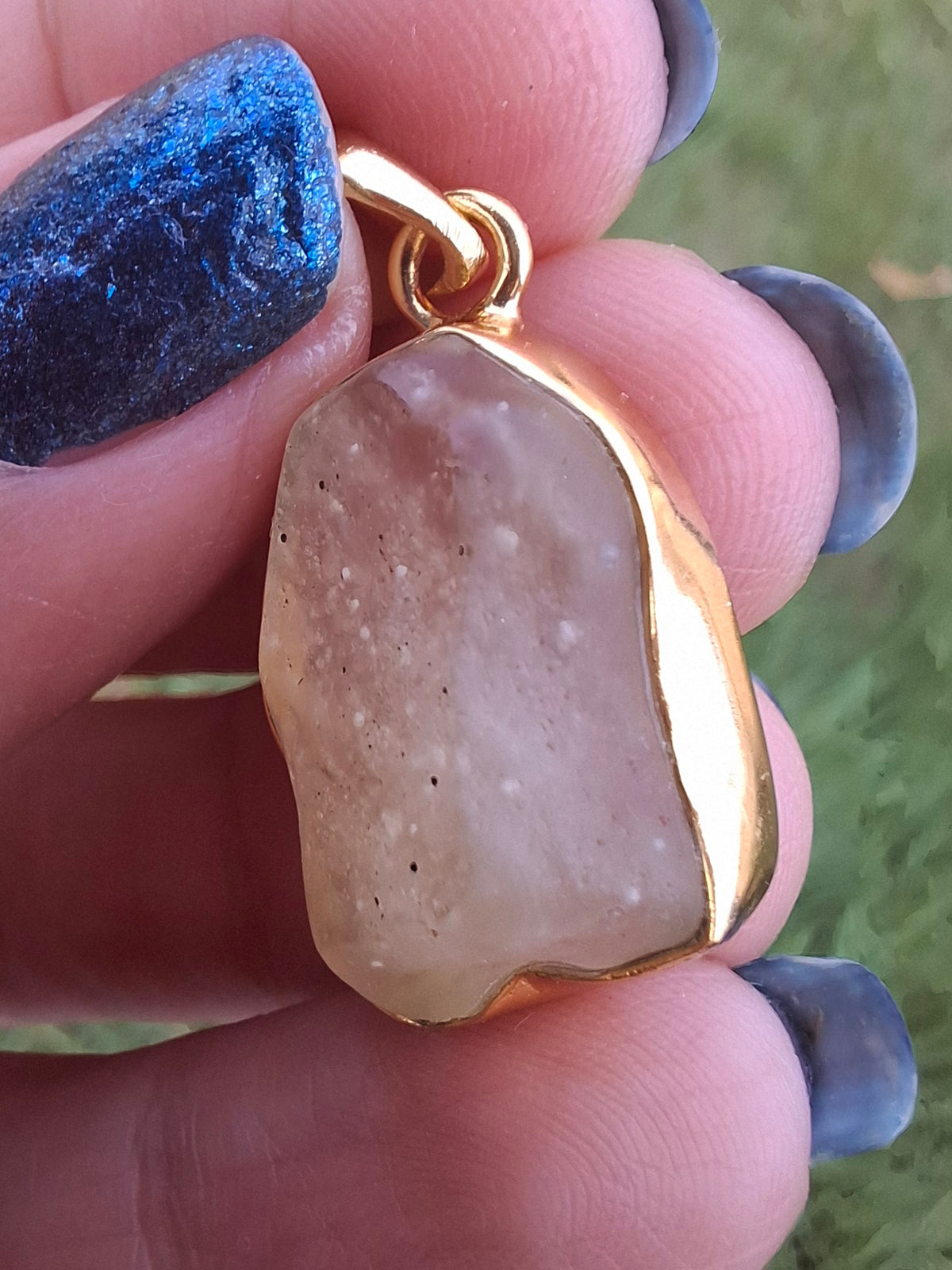 Libyan Desert Glass Pendant, 14K GOLD Plated, Tektite (Ref: LP123)
