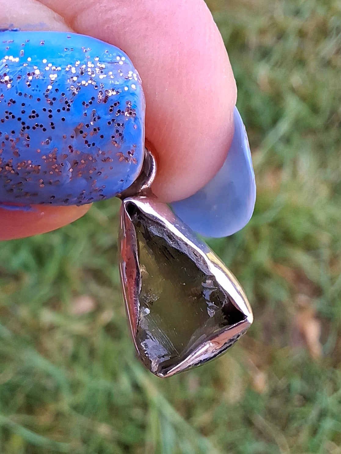 Moldavite Pendant, 925 Silver, Tektite (Ref: P30)