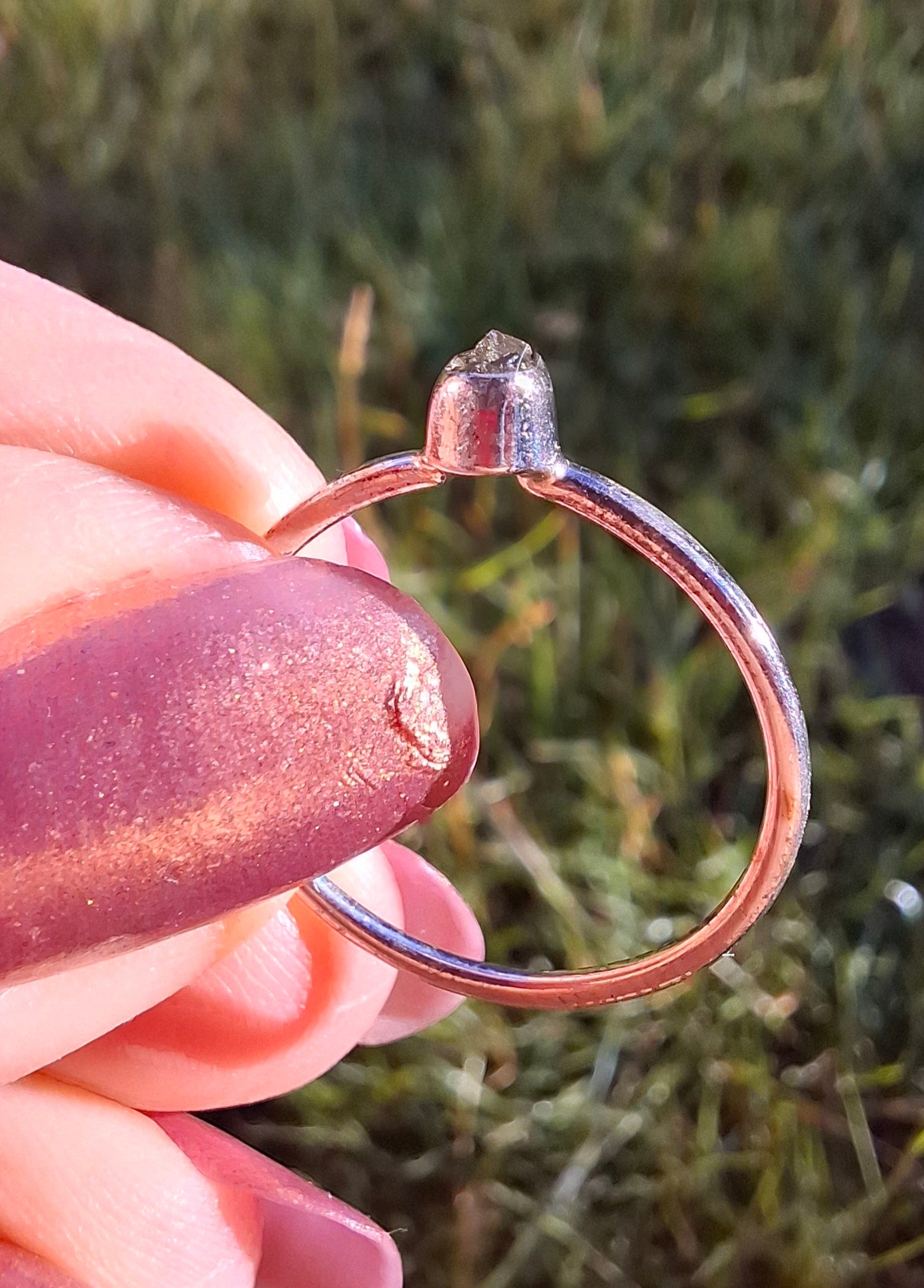 Moldavite Ring, size small P, 925 Silver, Tektite (Ref: R42)