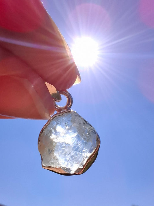 Aquamarine Pendant, 925 Silver, Crystal (Ref: AQ18)