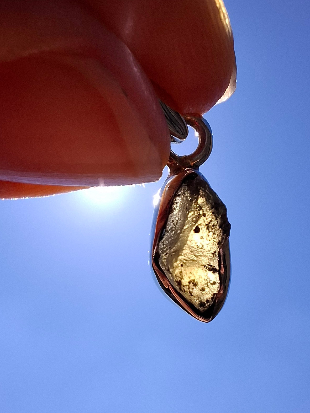 Moldavite Pendant, 925 Silver, Tektite (Ref:P41)