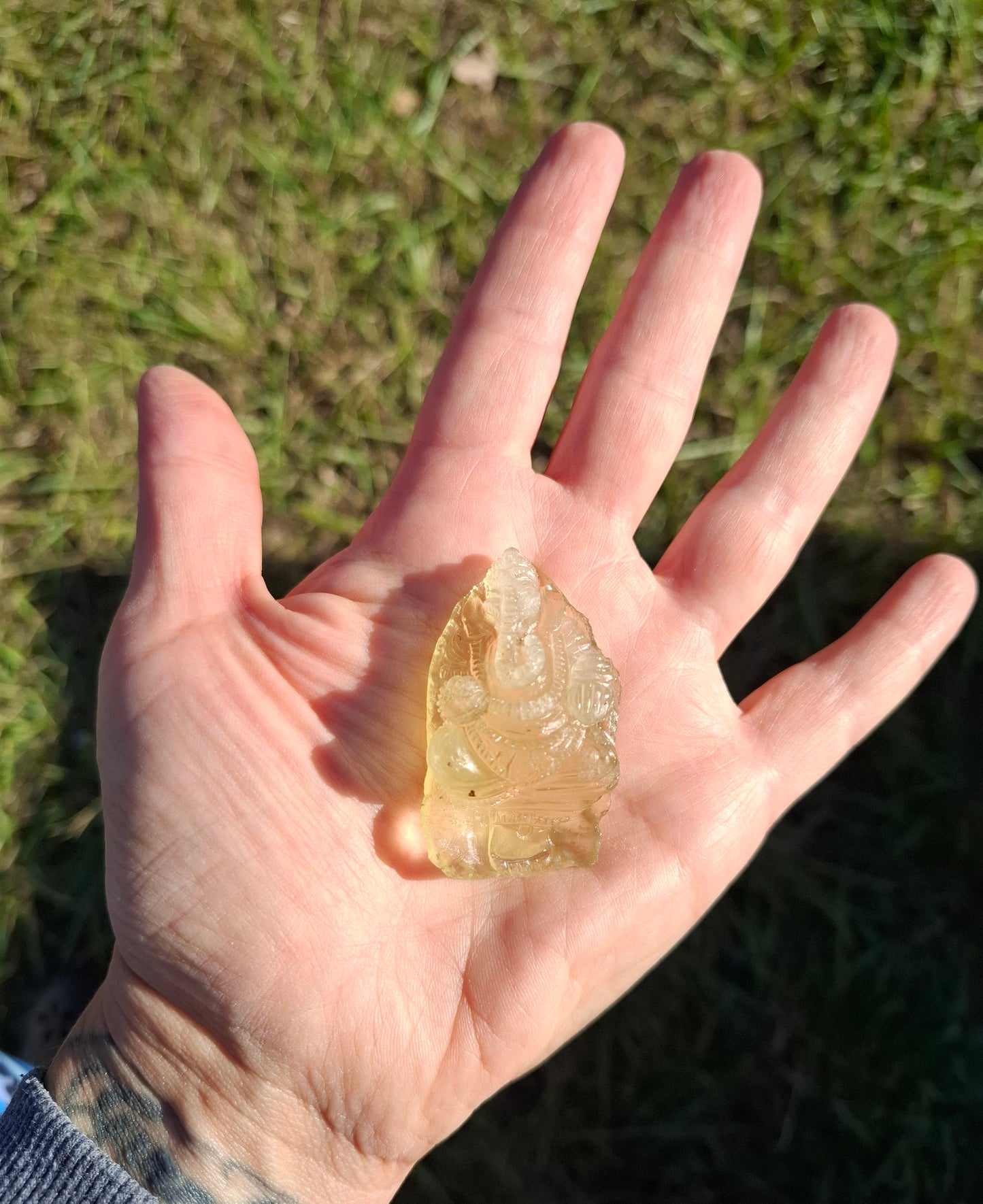 Libyan Desert Glass carving, GANESHA, 26.47g, Tektite (Ref: Ganesha1)