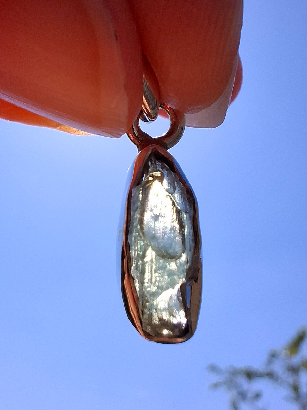 Moldavite Pendant, 925 Silver, Tektite (Ref: P48)