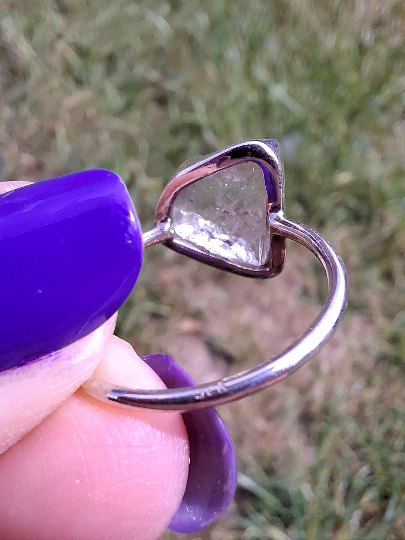 Libyan Desert Glass Ring, size large O, 925 Silver, Tektite (Ref: LR24)