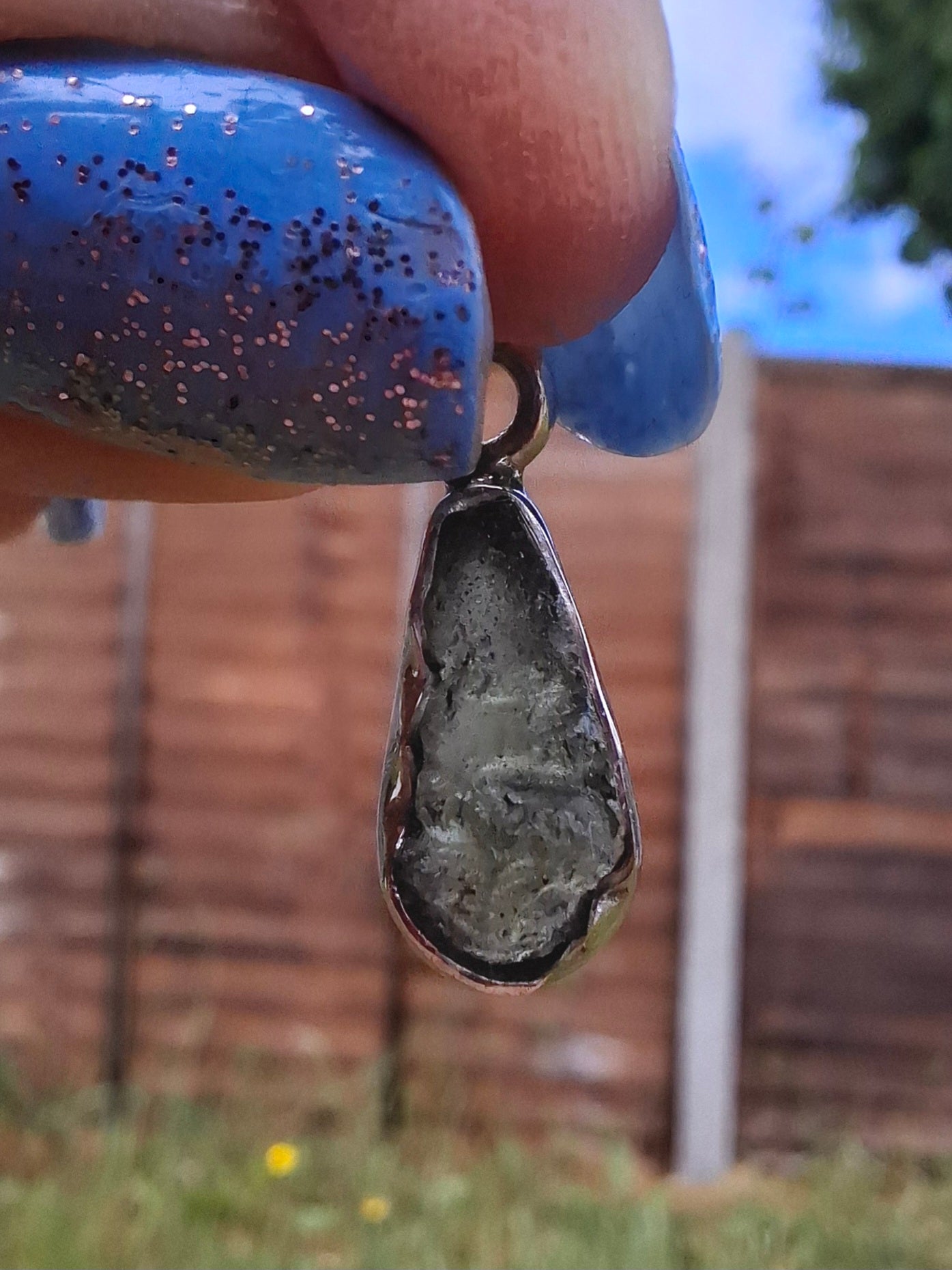 Moldavite Pendant, 925 Silver, Tektite (Ref: P73)