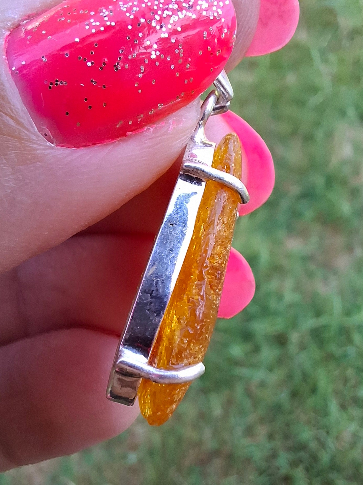 Baltic Amber Pendant, 925 Silver, Fossil (Ref: AP12)