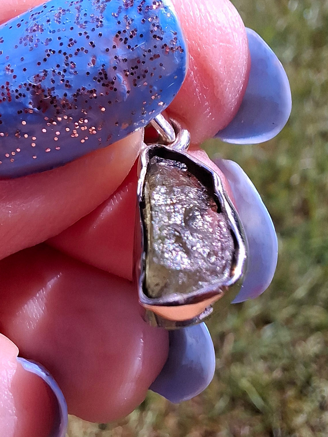 Moldavite Piece, 925 Silver, Tektite (Ref: P90)