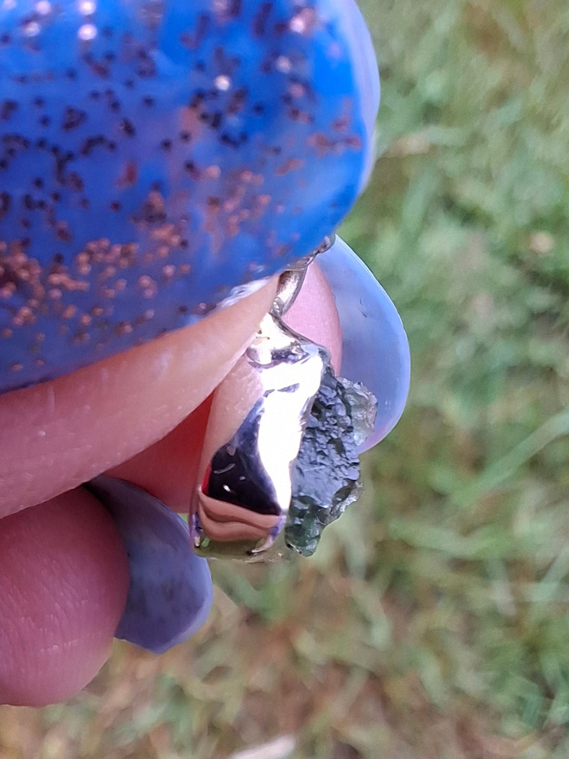Moldavite Pendant, 925 Silver, Tektite (Ref: P66)
