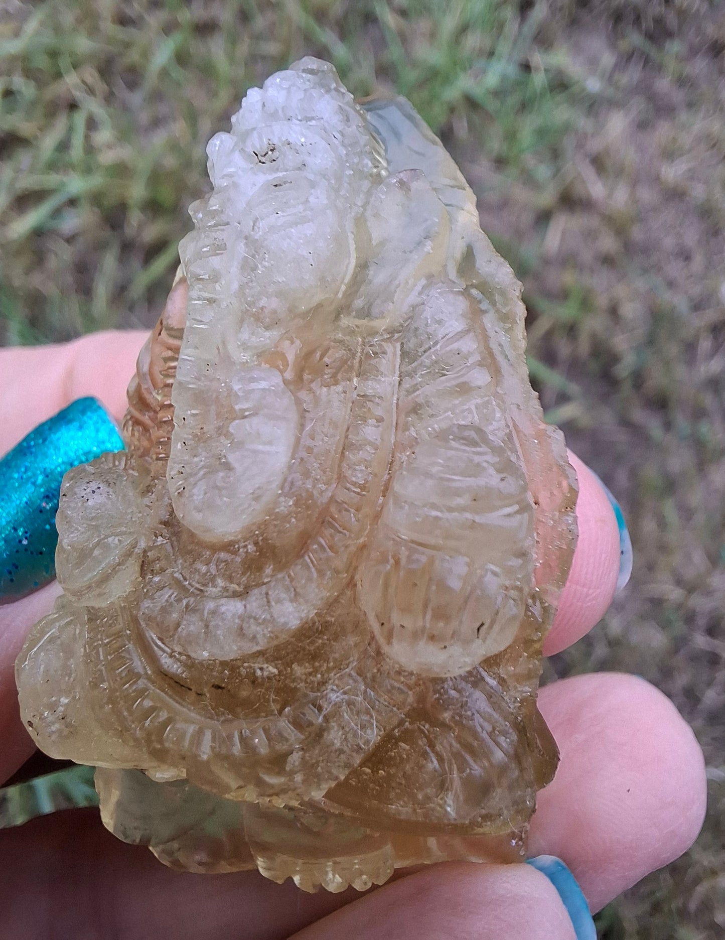 Libyan Desert Glass carving, GANESHA, 26.47g, Tektite (Ref: Ganesha1)