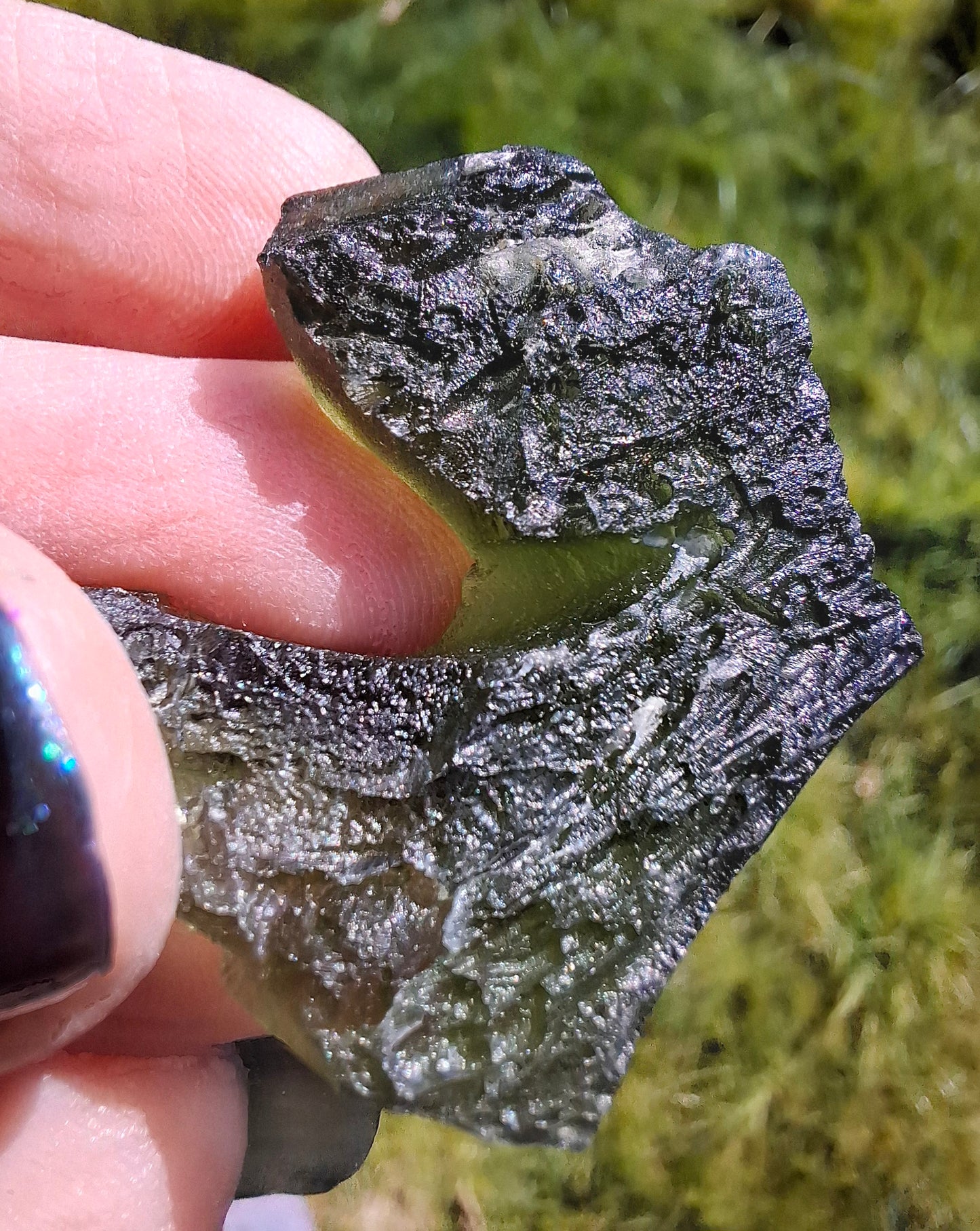 Moldavite Piece, NESMEN, 8.90g, Tektite (Ref: 1374)