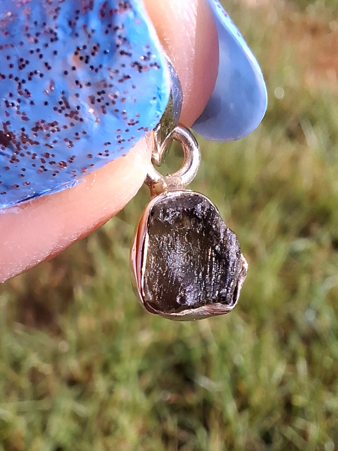 Moldavite Pendant, 925 Silver, Tektite (Ref: P56)