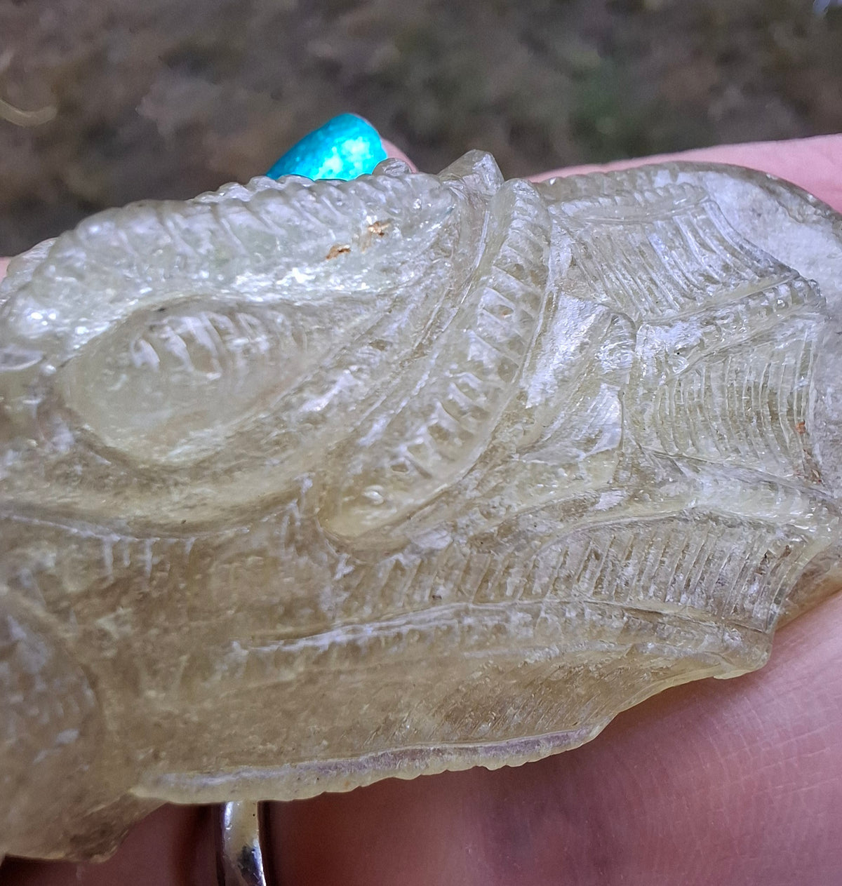 Libyan Desert Glass DRAGON HEAD carving, 48.11g, Tektite (Ref: Dragon4)