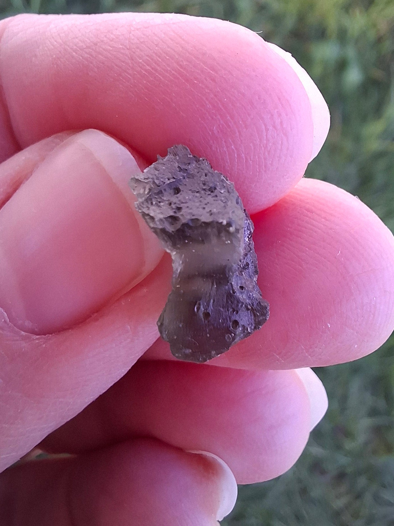 DRILLED Moldavite Piece, 1g, Tektite (Ref: D12)