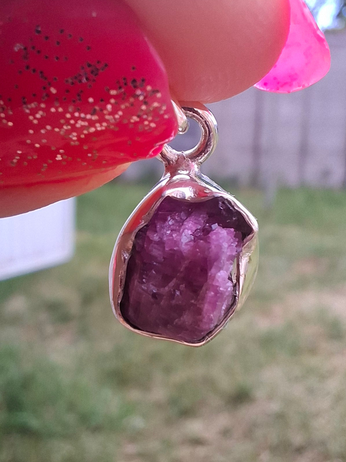 Pink Tourmaline Pendant, 925 Silver, Crystal (Ref: PT18)