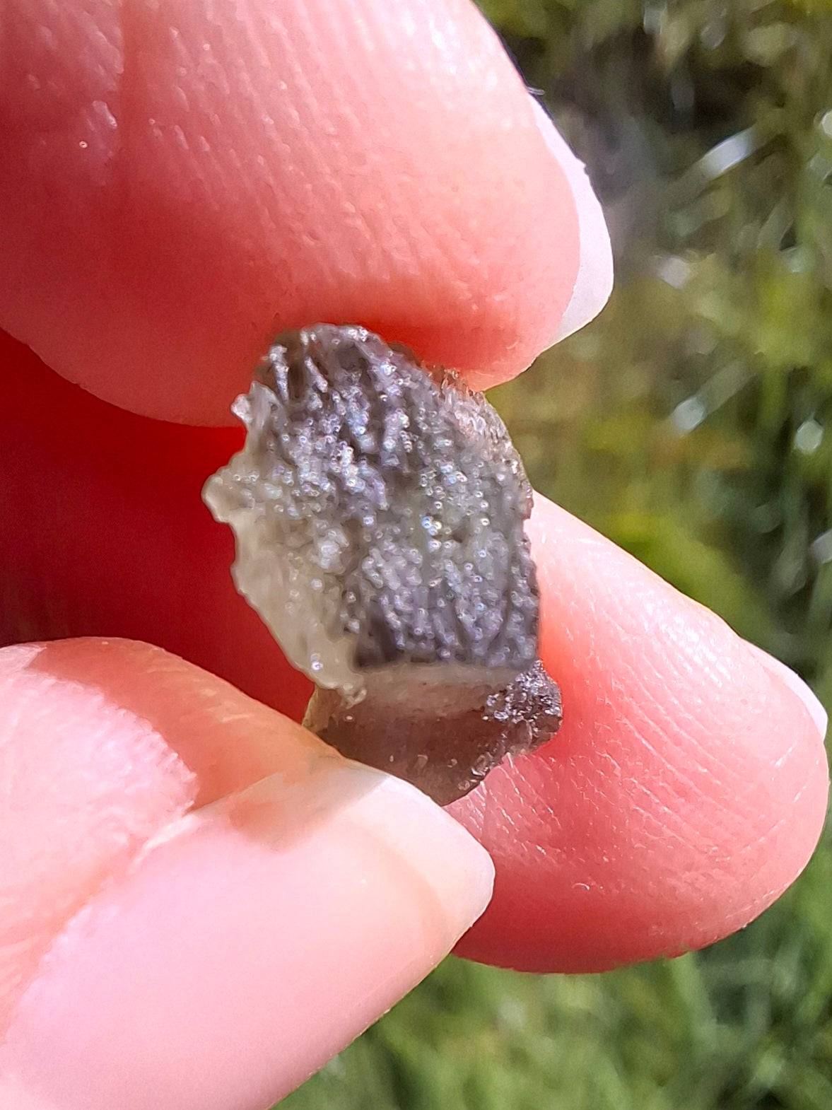DRILLED Moldavite Piece, 1g, Tektite (Ref: D12)