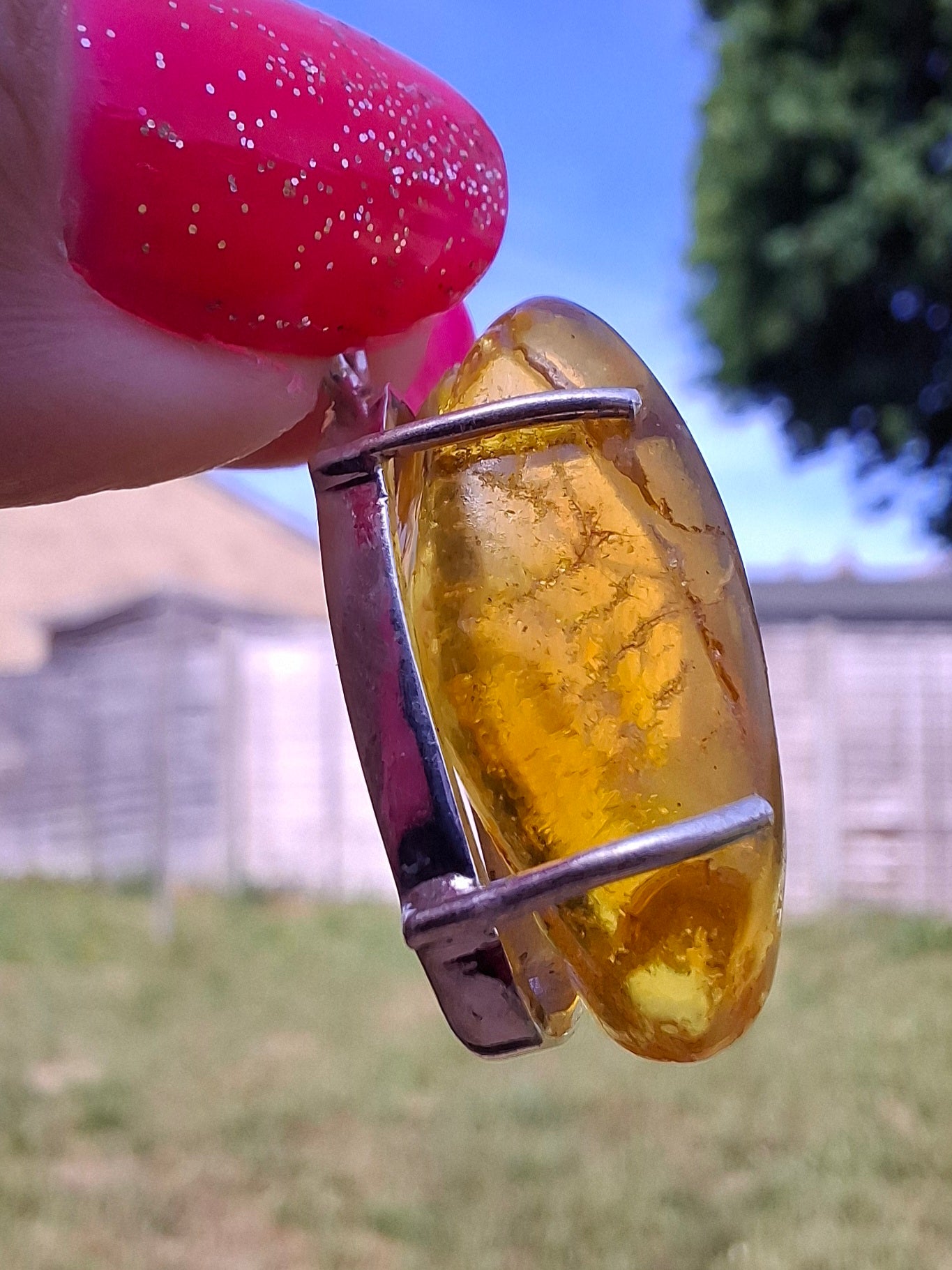 Baltic Amber Pendant, 925 Silver, Fossil (Ref: AP13)
