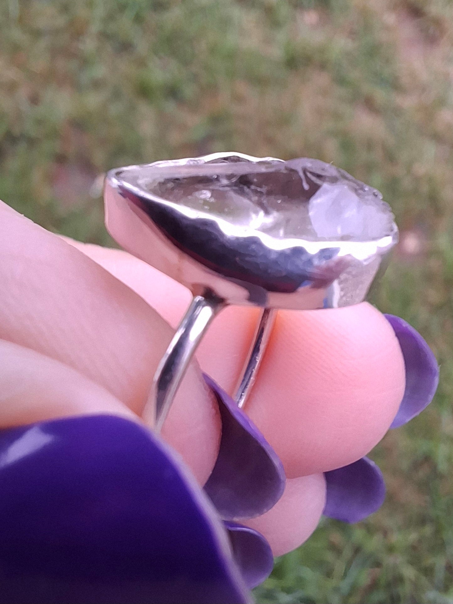 Libyan Desert Glass Ring, size large P, 925 Silver, Tektite (Ref: LR34)