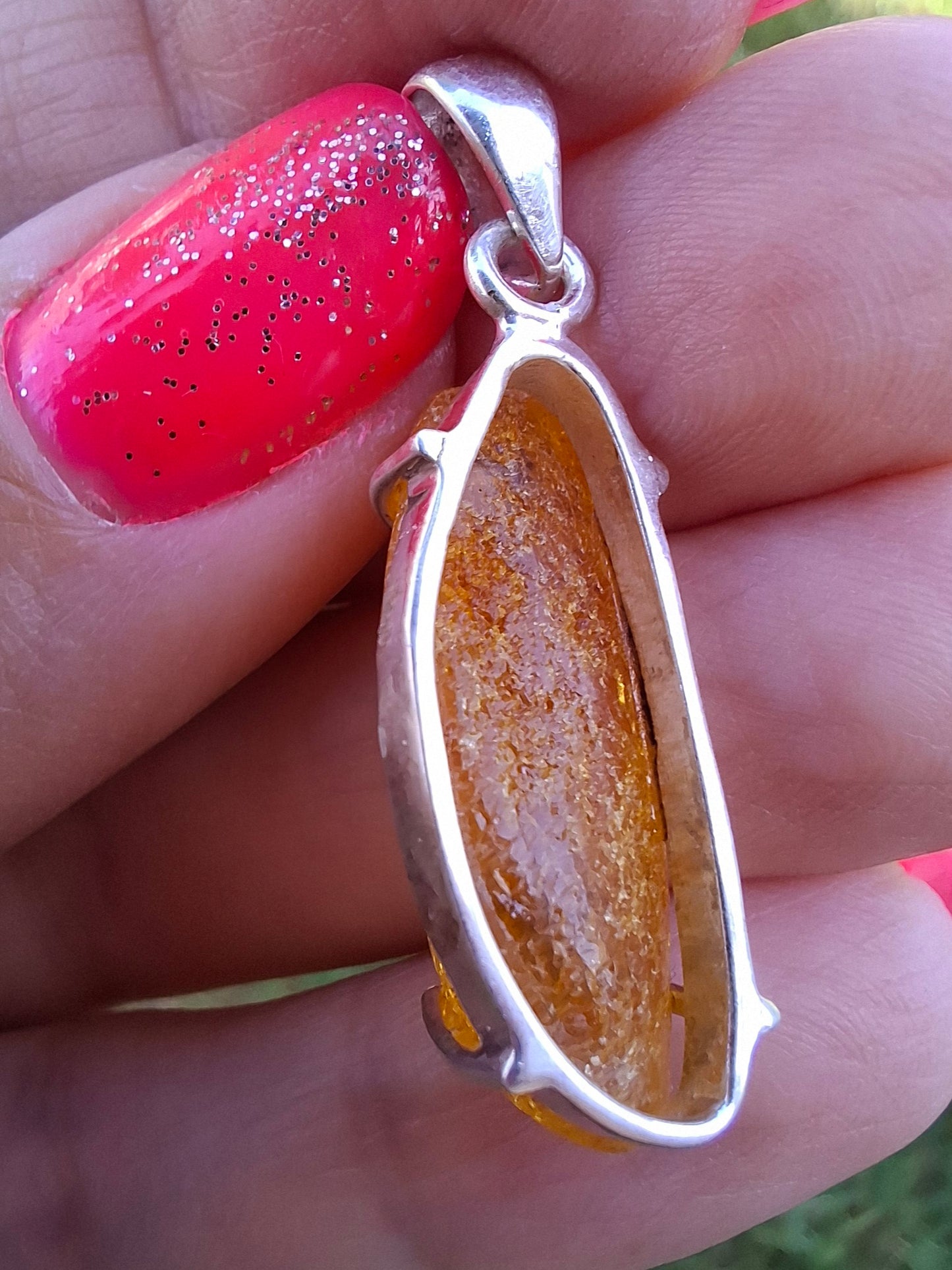 Baltic Amber Pendant, 925 Silver, Fossil (Ref: AP9)