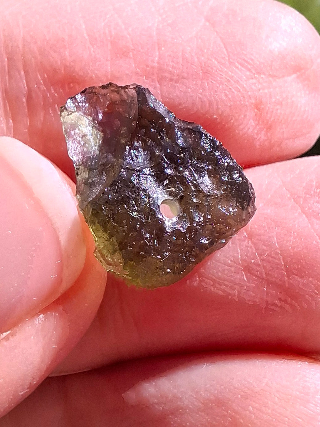DRILLED, Moldavite Piece, 1.07g, Tektite (Ref: D30)