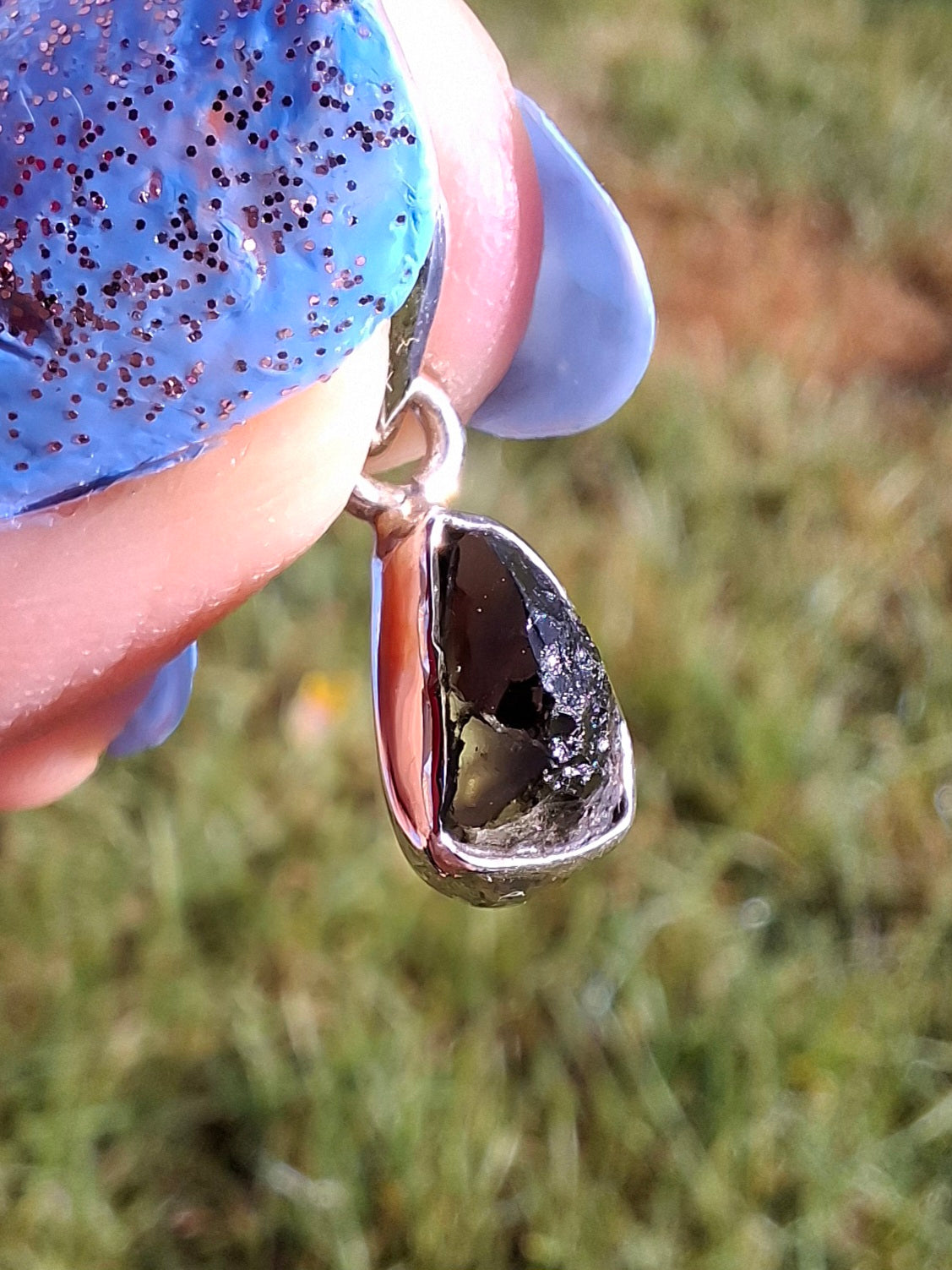 Moldavite Pendant, 925 Silver, Tektite (Ref: P51)