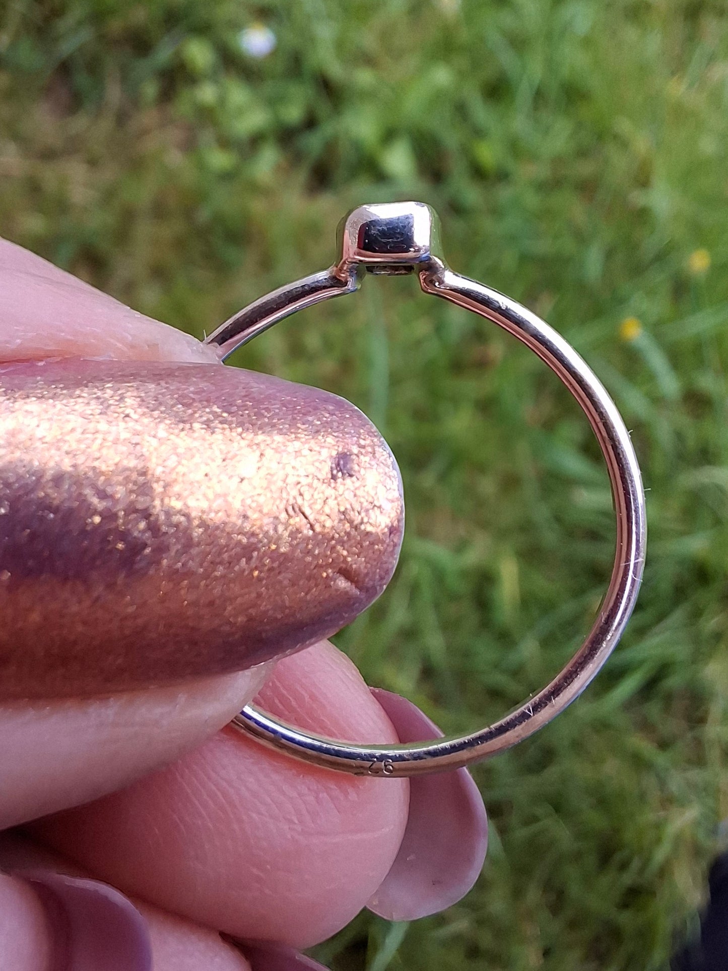 Moldavite Ring, size small R, 925 Silver, Tektite (Ref: R52)
