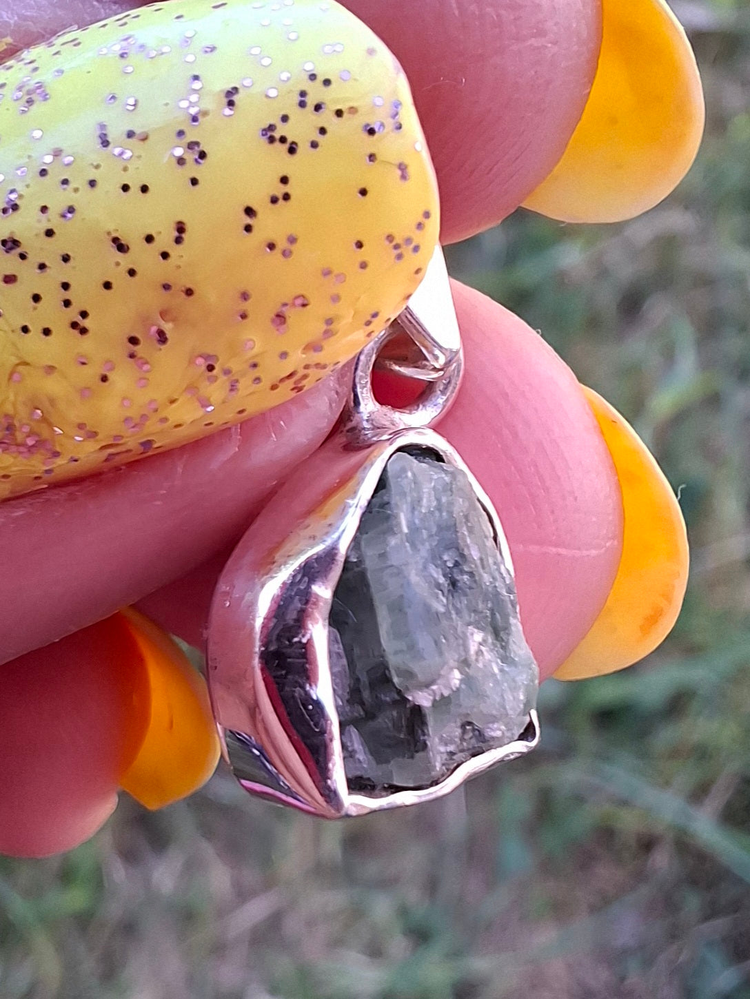 Green Tourmaline Pendant, 925 Silver, Crystal (Ref: GT9)