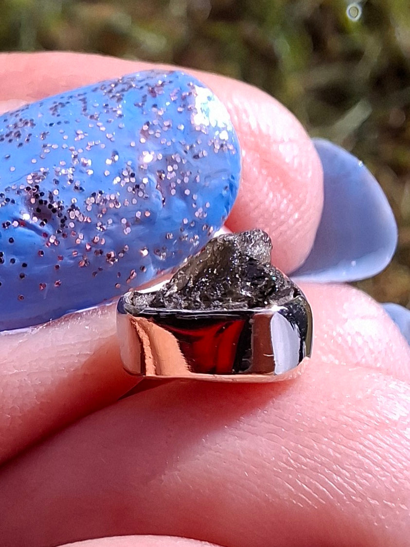 Moldavite Pendant, 925 Silver, Tektite (Ref: P57)