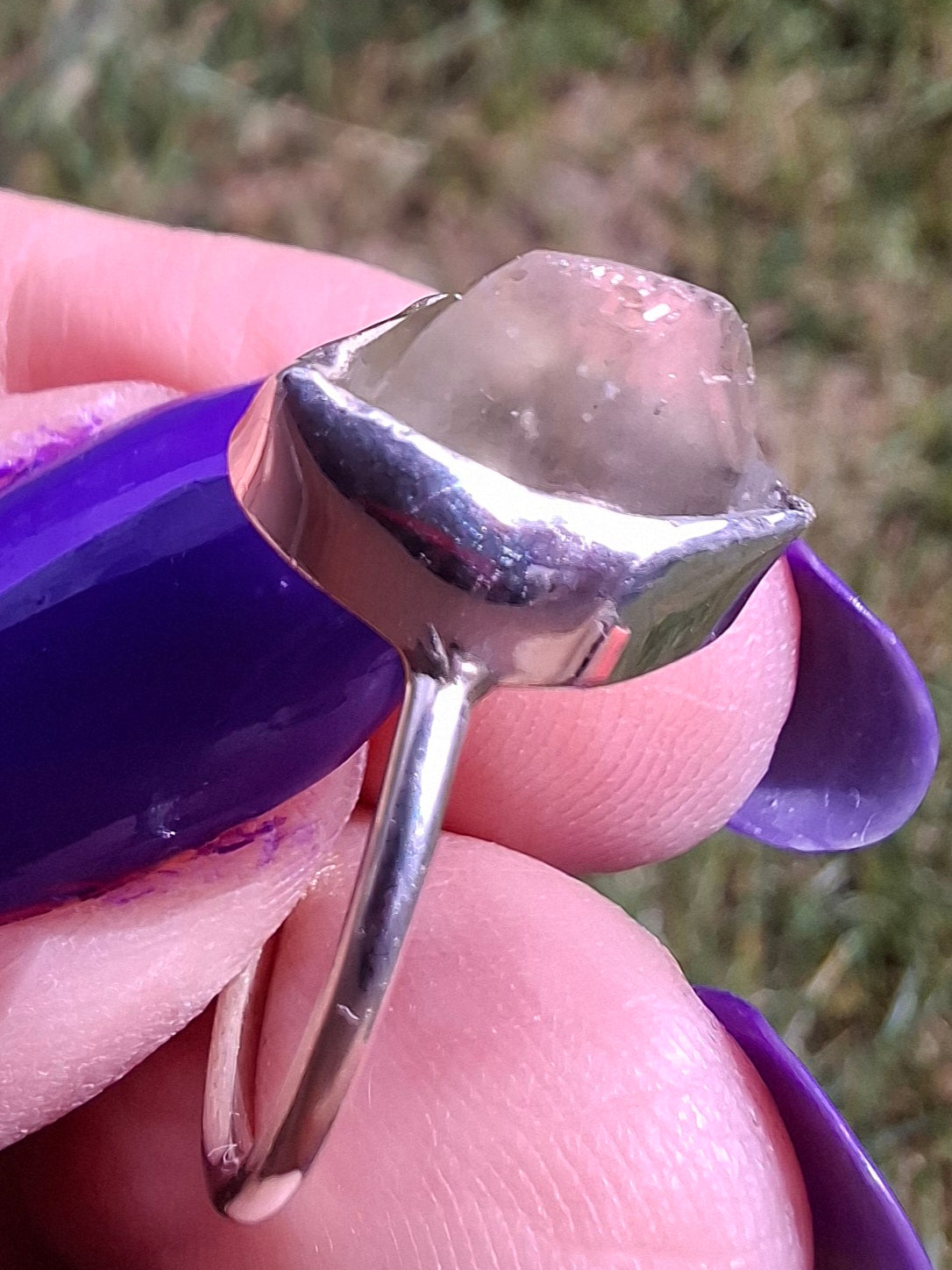 Libyan Desert Glass Ring, size large K/small L, 925 Silver, Tektite (Ref: LR17)