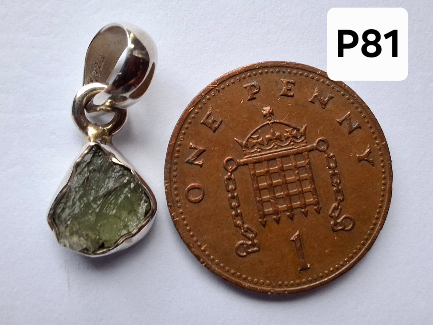 Moldavite Pendant, 925 Silver, Tektite (Ref: P81)