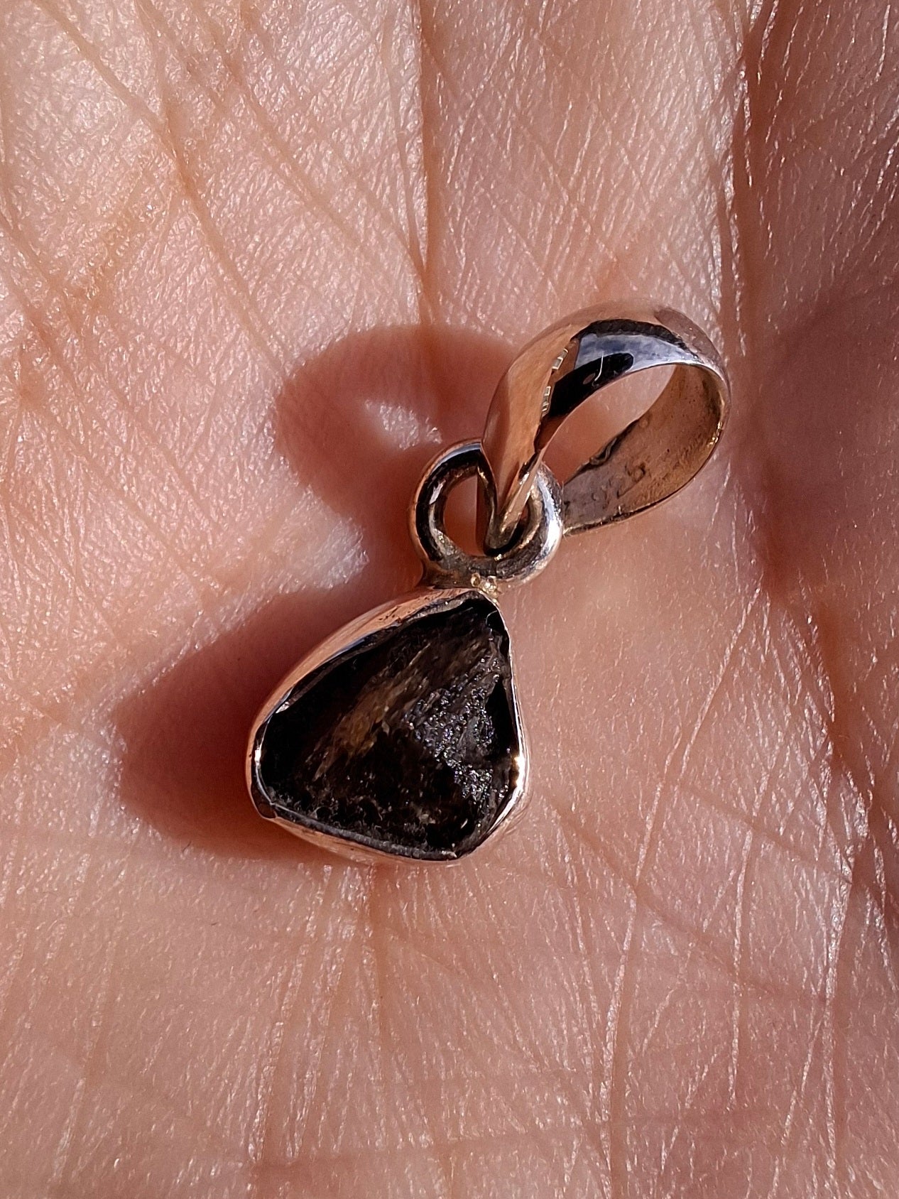 Moldavite Pendant, 925 Silver, Tektite (Ref: P57)