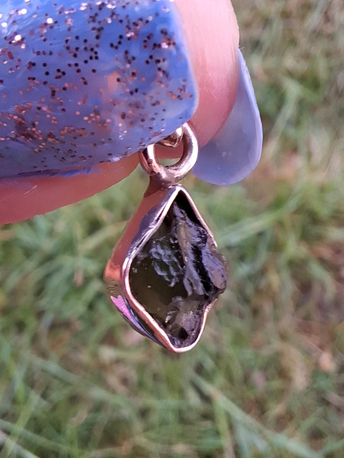 Moldavite Pendant, 925 Silver, Tektite (Ref: P45)