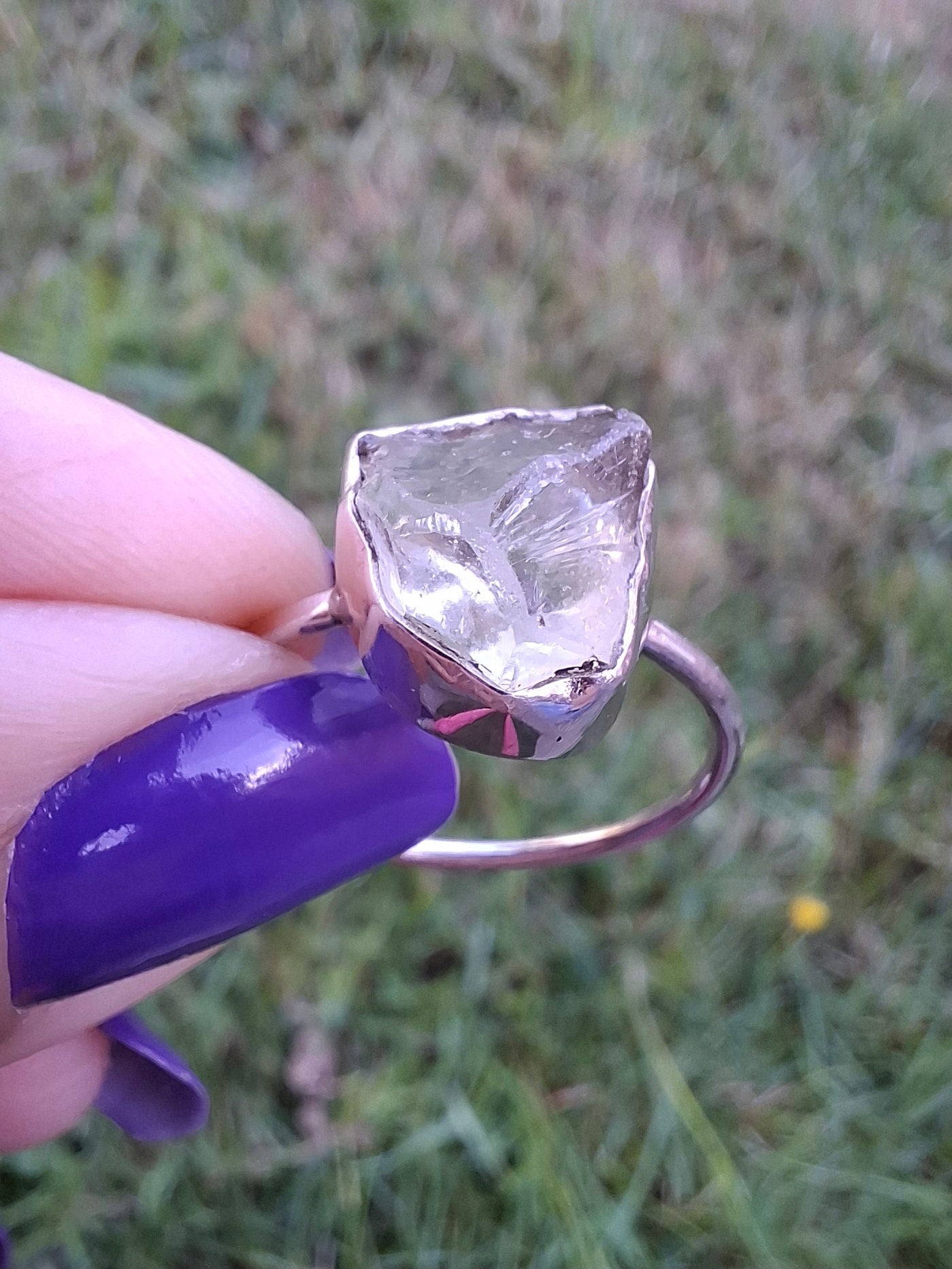 Libyan Desert Glass Ring, size small S, 925 Silver, Tektite (Ref: LR44)