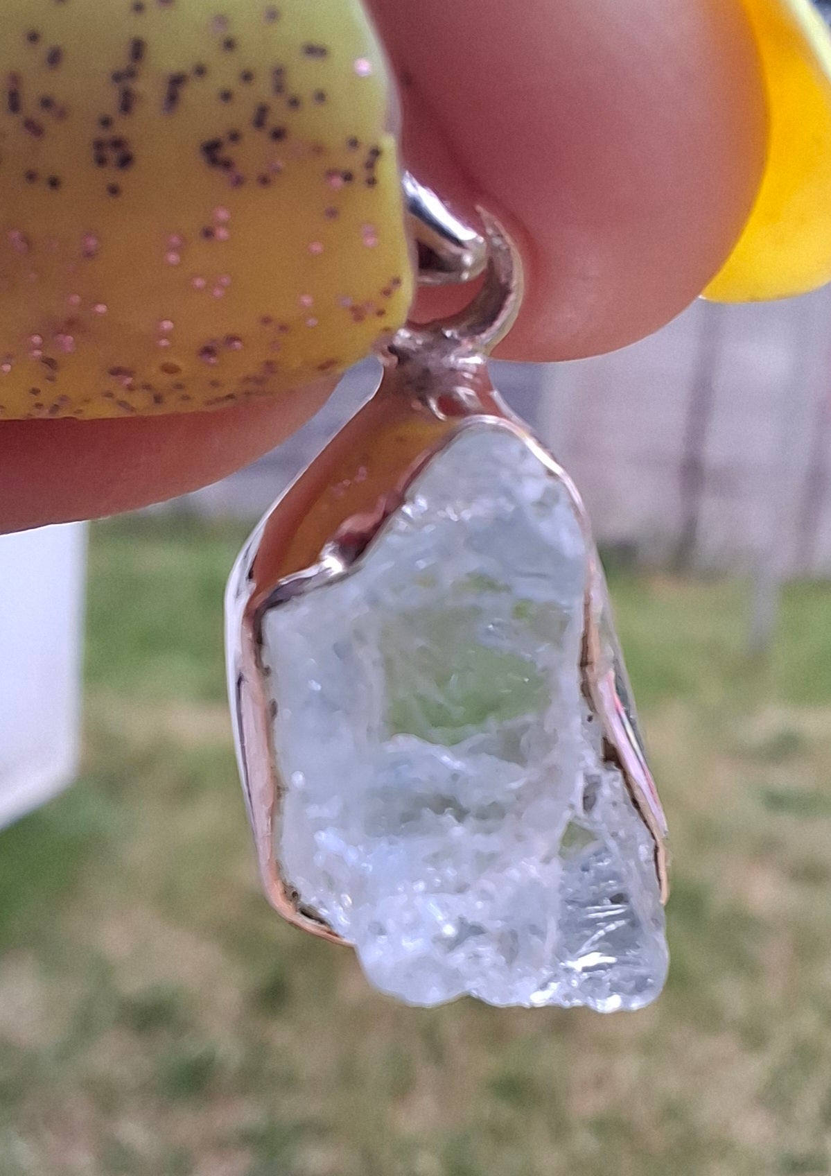 Aquamarine Pendant, 925 Silver, Crystal (Ref: AQ14)