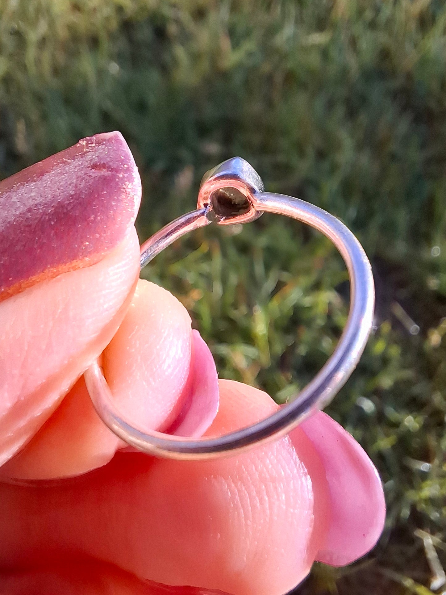 Moldavite Ring, size large L/small M, 925 Silver, Tektite (Ref: R37)
