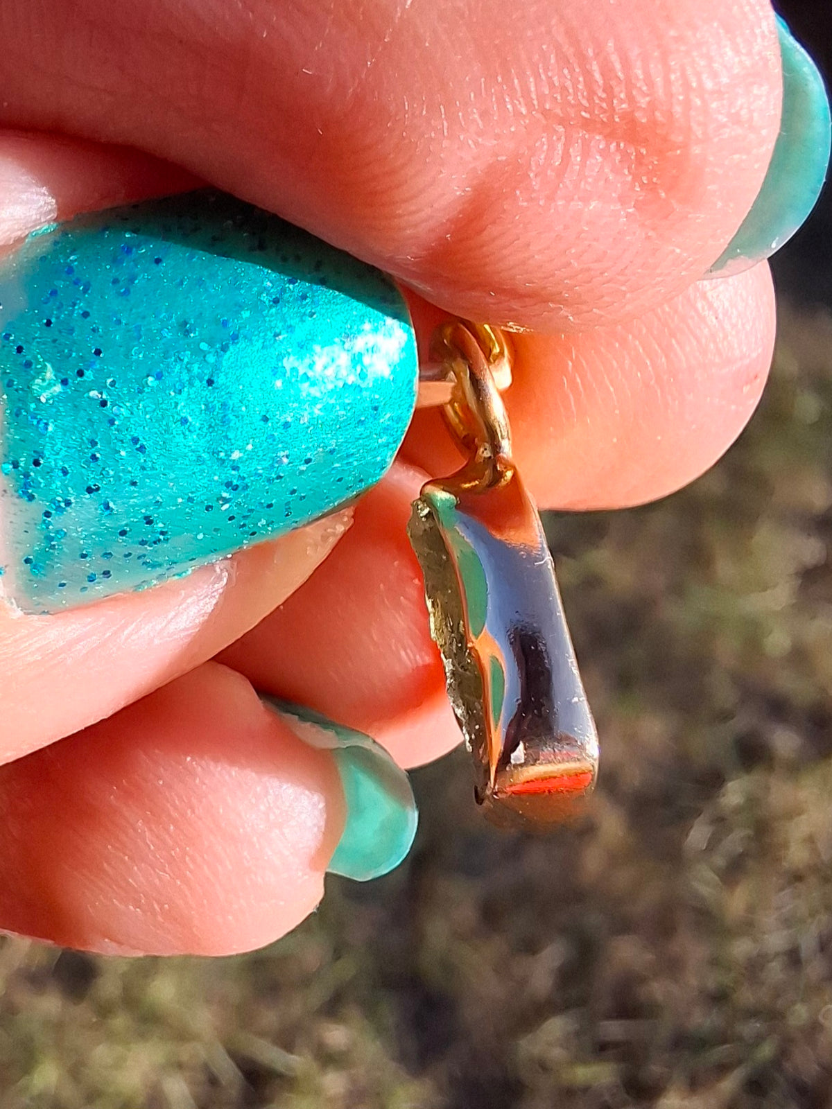 Moldavite Pendant, 14K GOLD Plated, Tektite (Ref: P448)