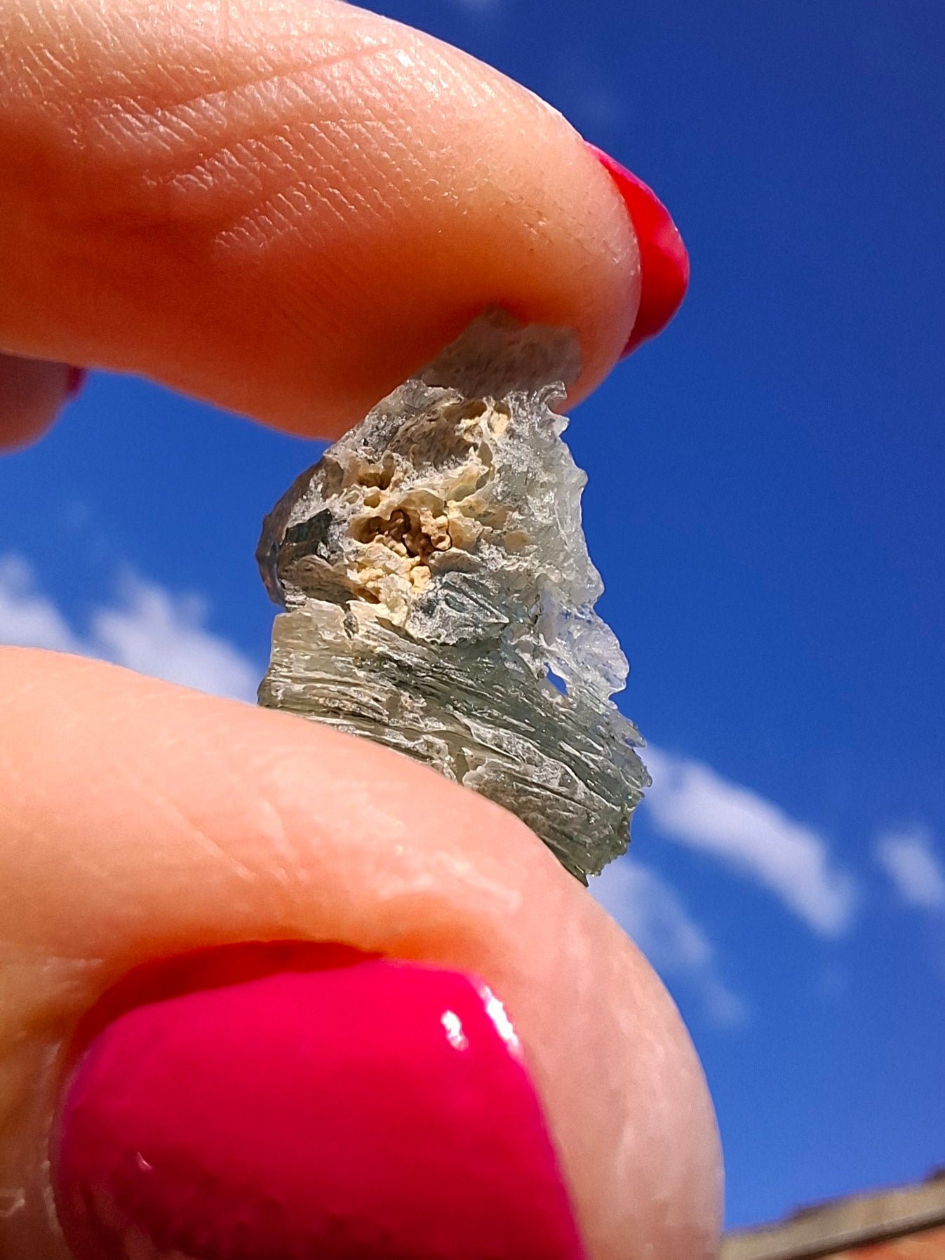 Moldavite Piece, SNOWFLAKE, FROSTED, BRUSNA, 0.92g, Tektite (Ref: 1499)