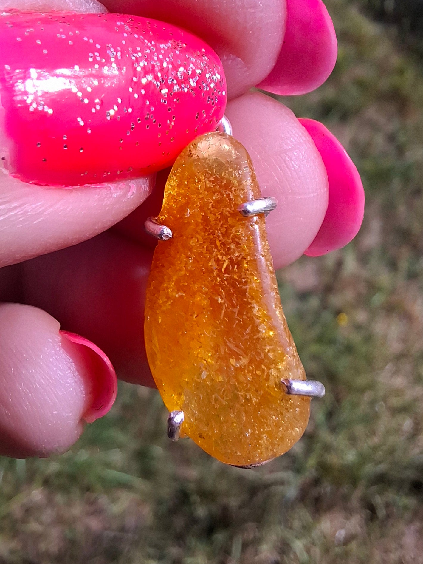 Baltic Amber Pendant, 925 Silver, Fossil (Ref: AP6)