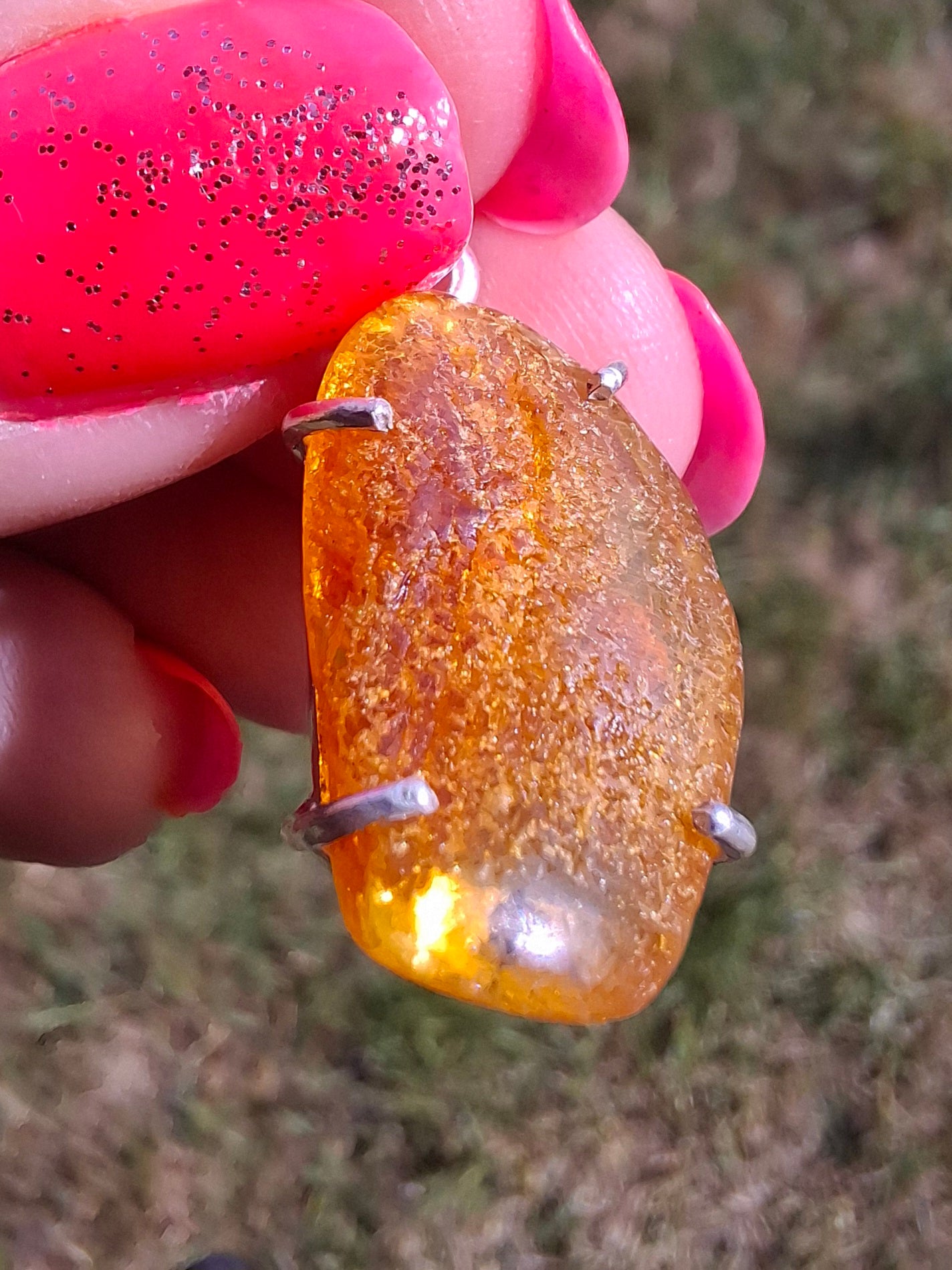 Baltic Amber Pendant, 925 Silver, Fossil (Ref: AP11)