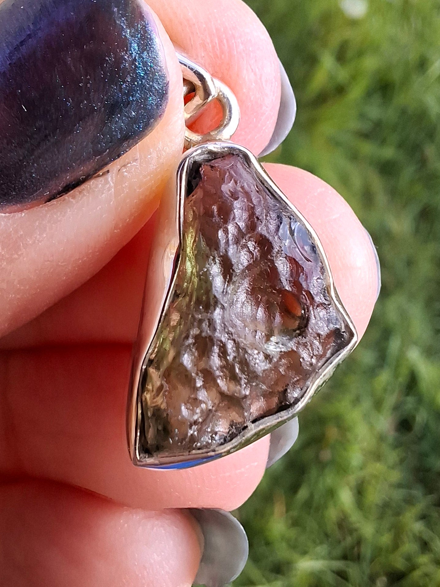 Moldavite Pendant, 925 Silver, Tektite (Ref: P14)